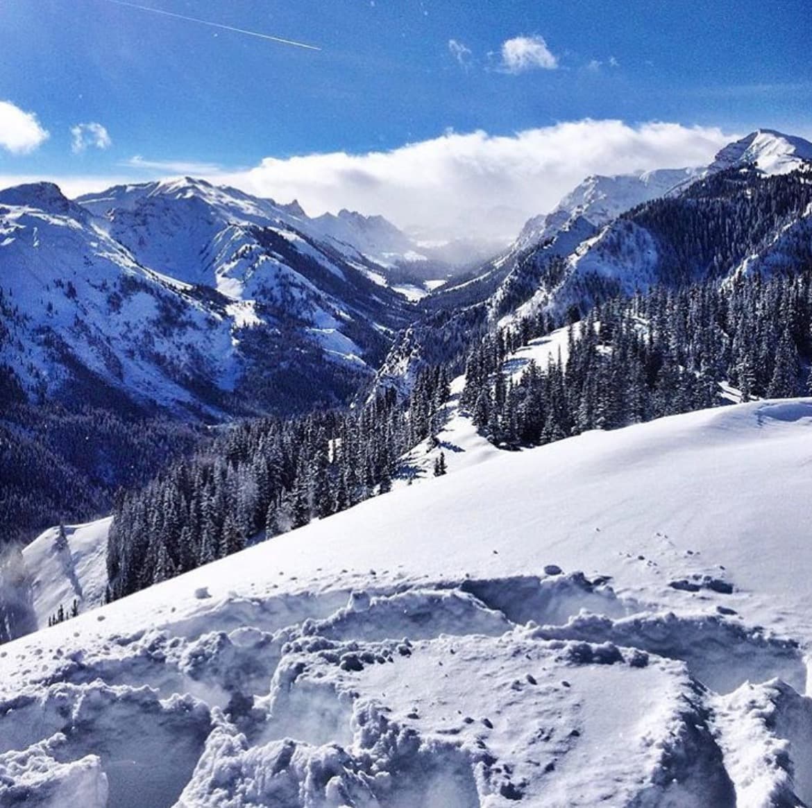 A snow covered valley.