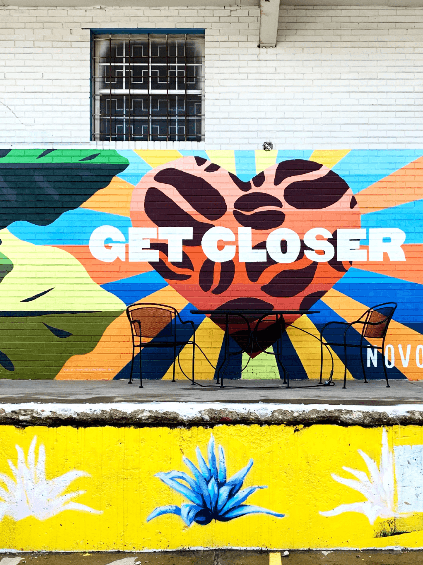 A view of colorful wall art in Denver.