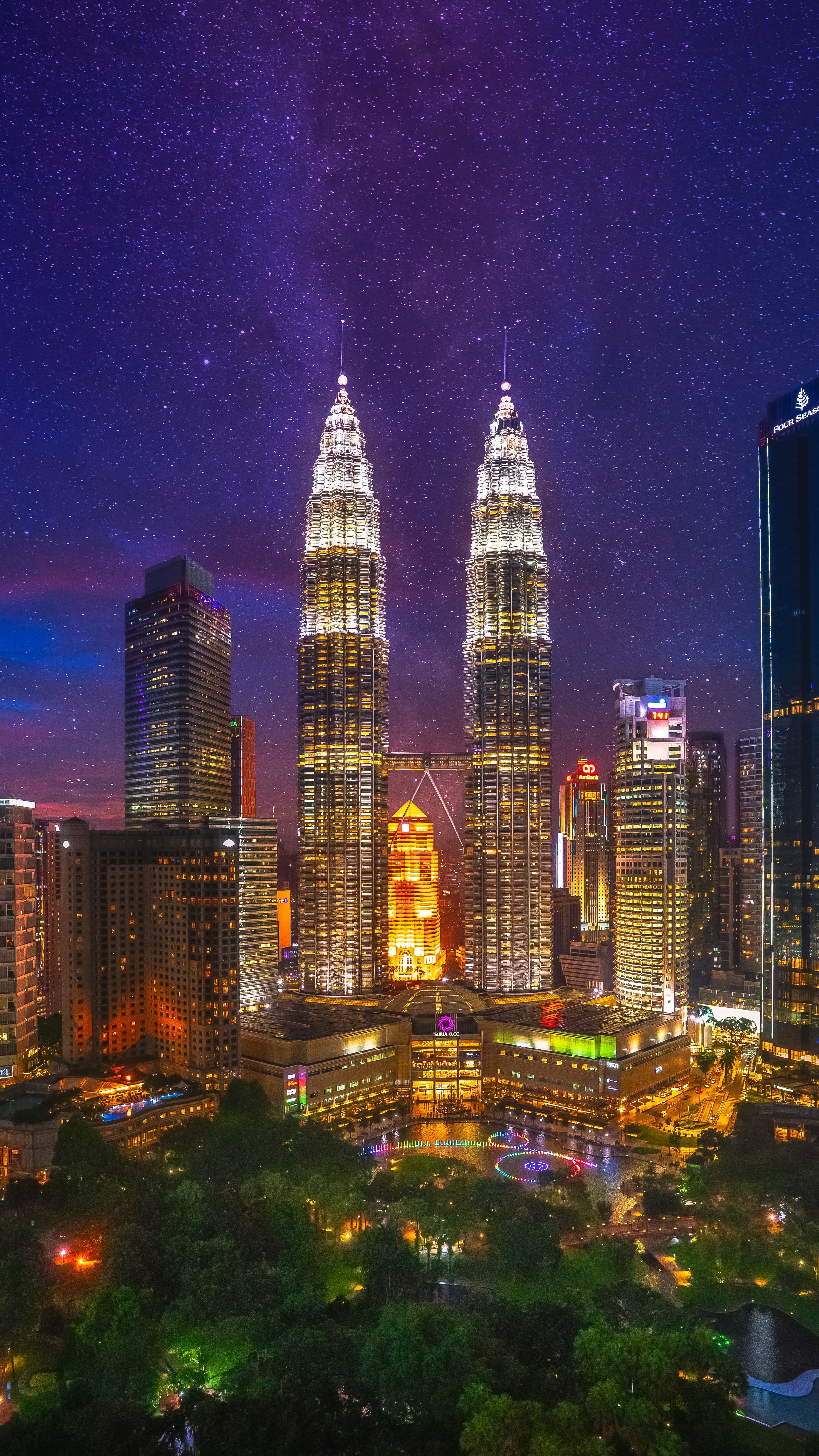 City buildings during nighttime.