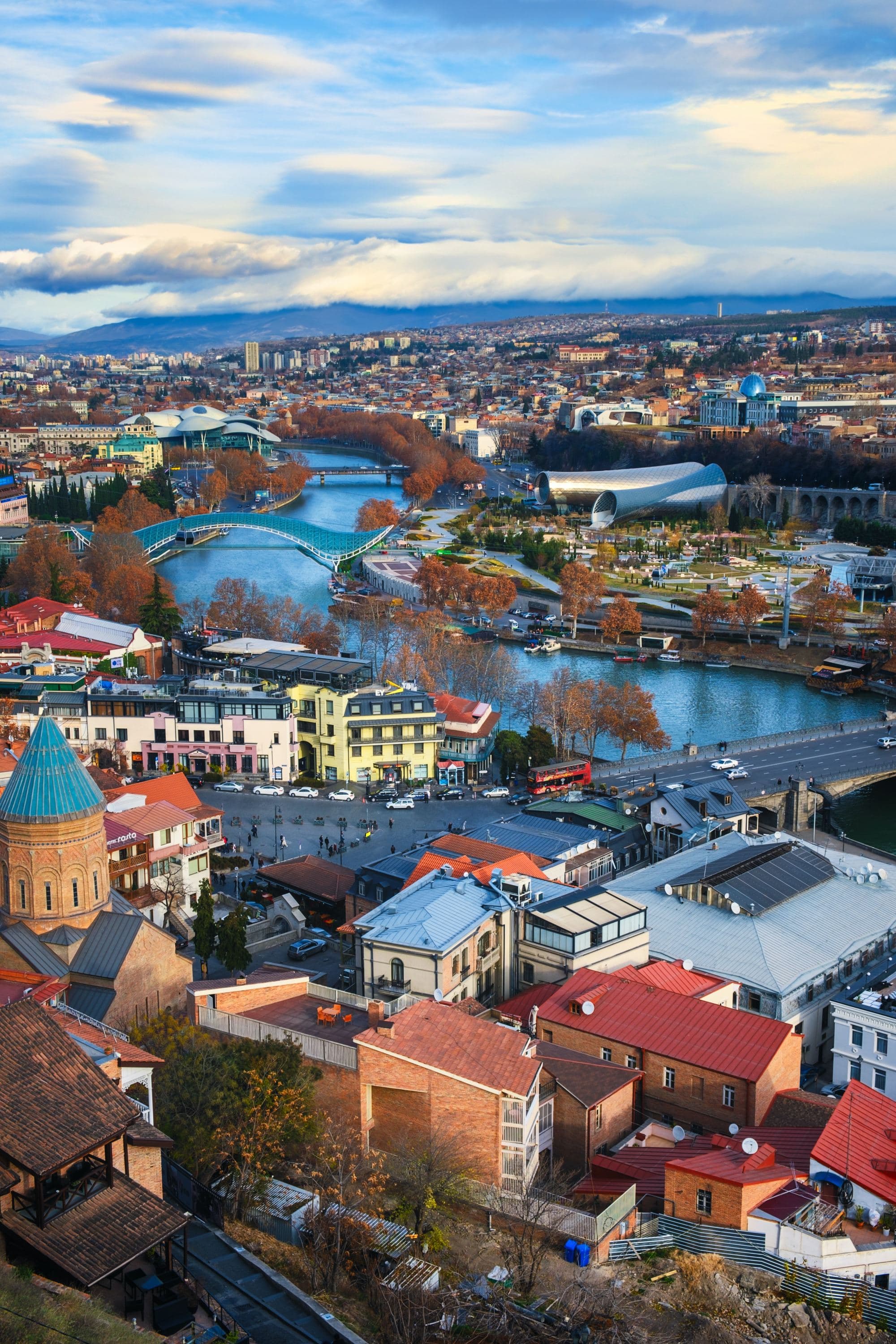a rooftop view on a city on a river