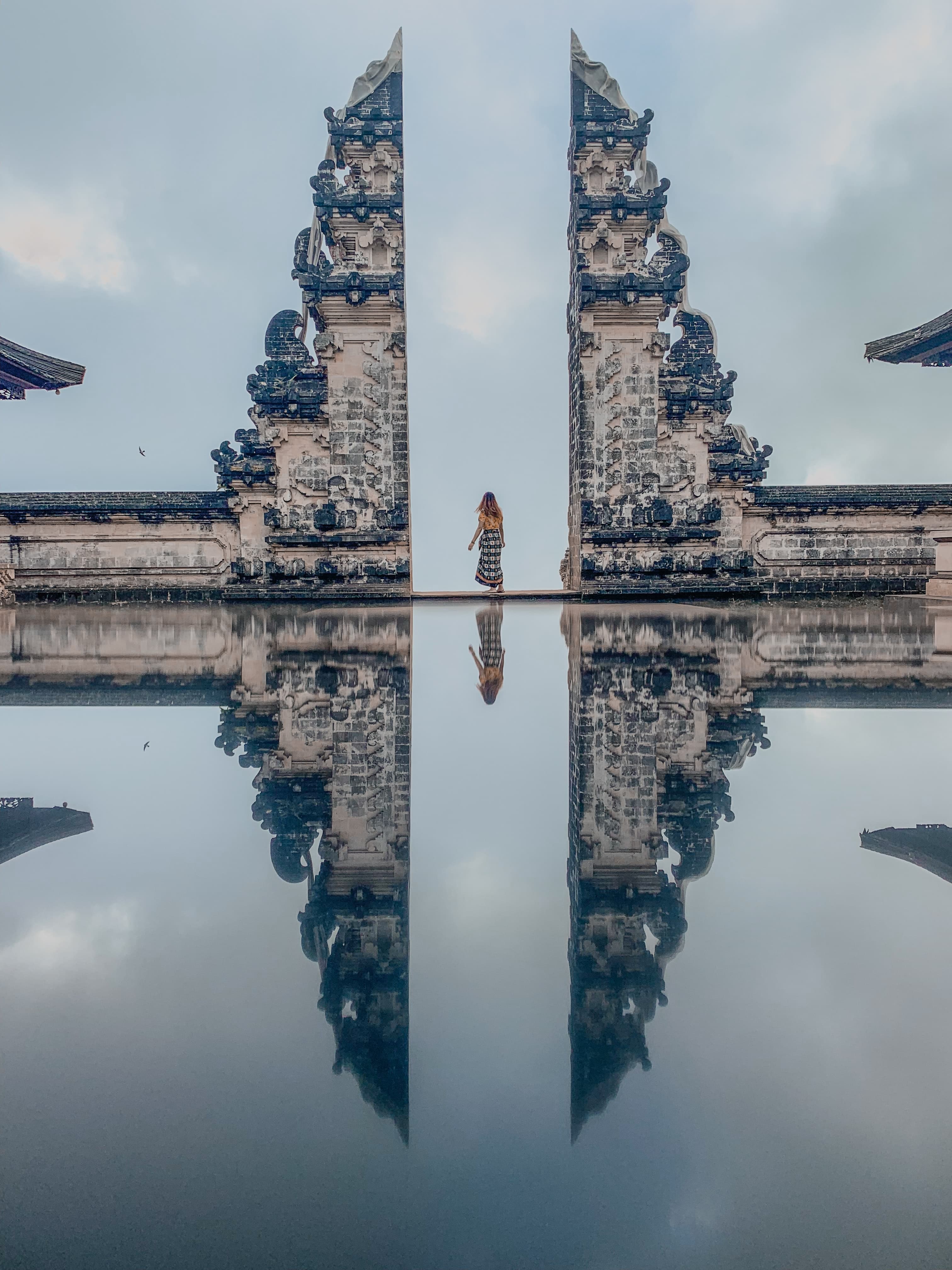 Temple and person in Bali.