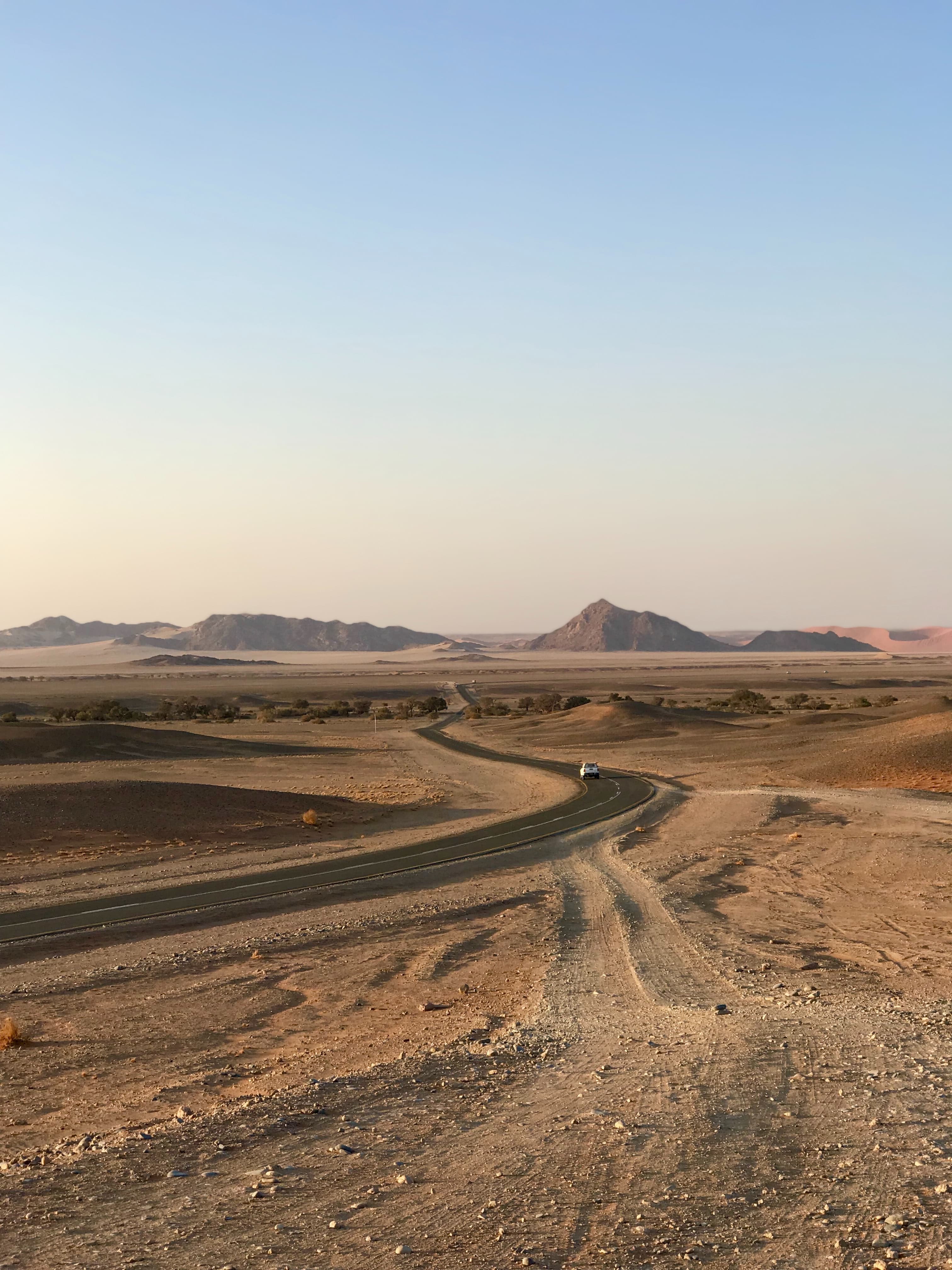 Winding dirt road in Namibia, Africa