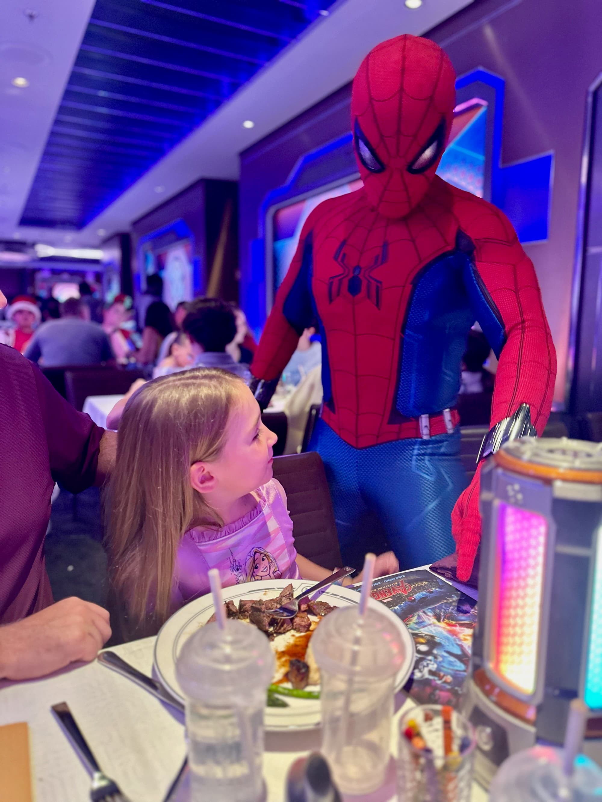spiderman at table