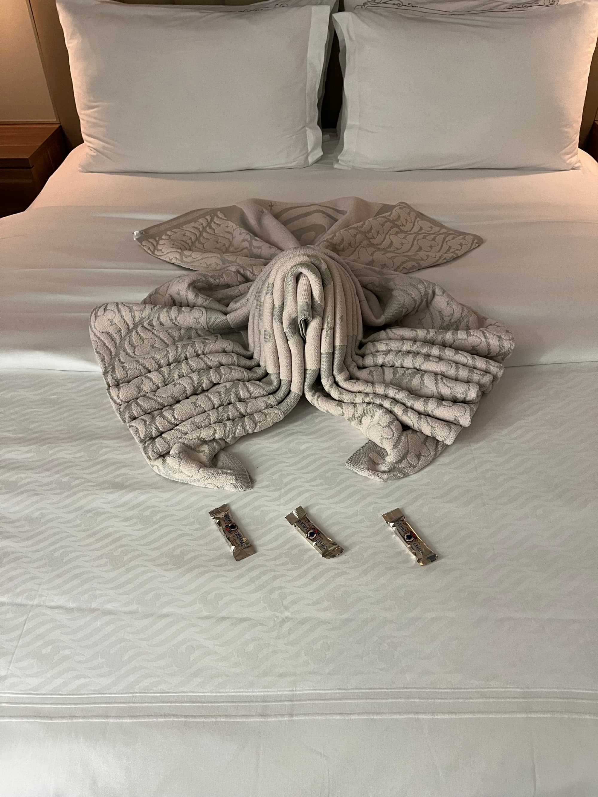 Towel animal with chocolate