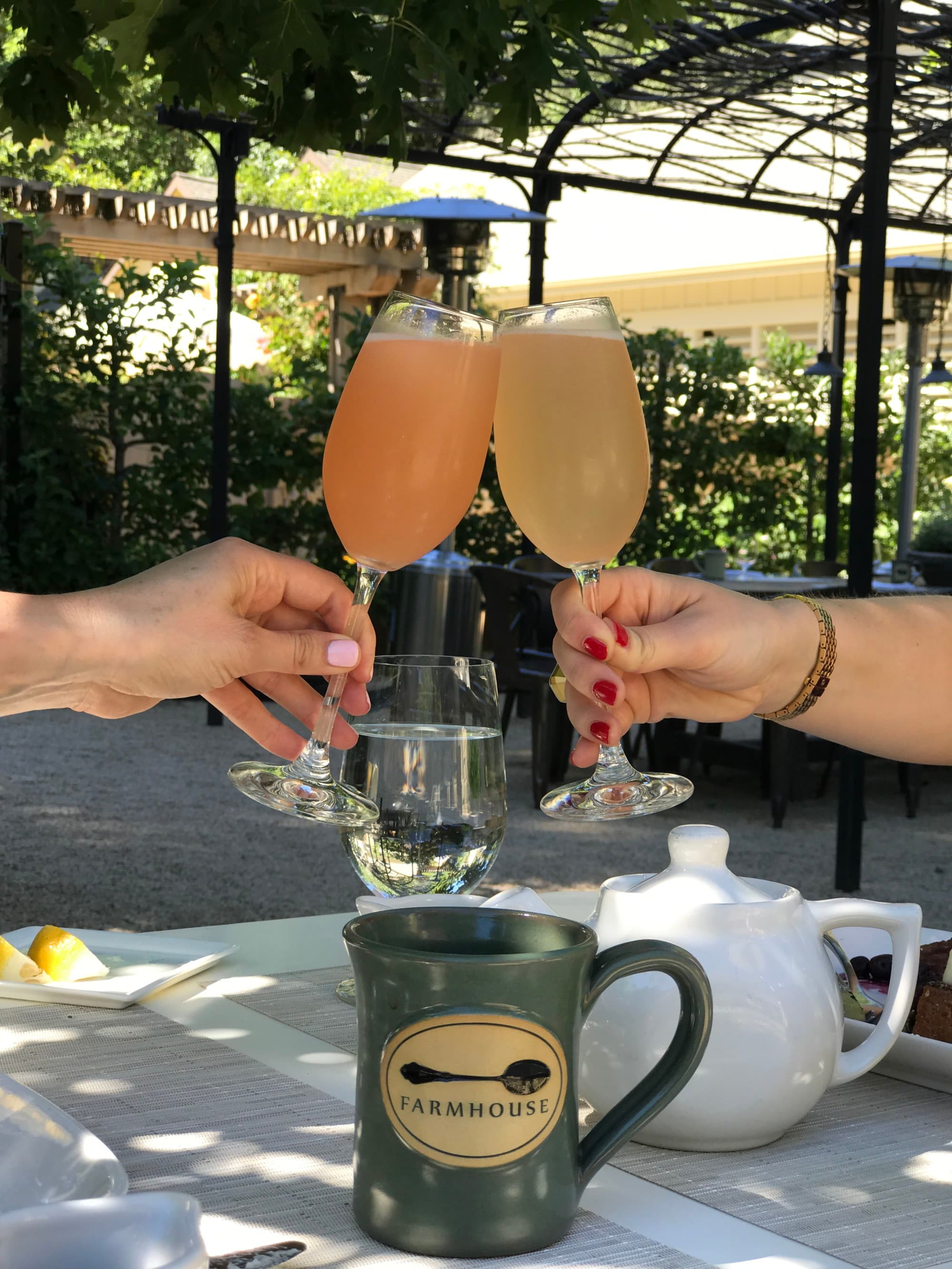 Teapot, cup, and juice glass