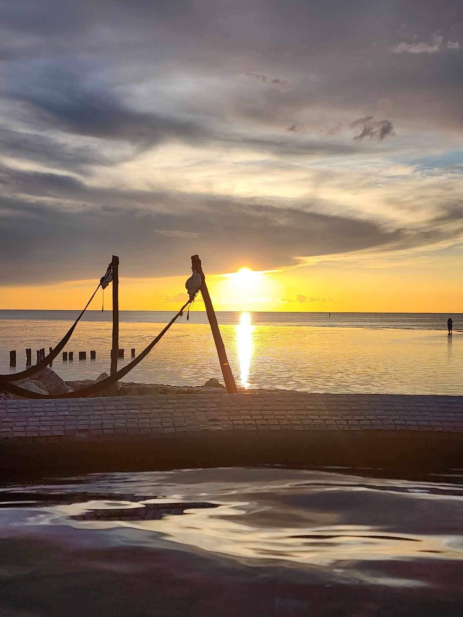 Sunset, beach and sea view