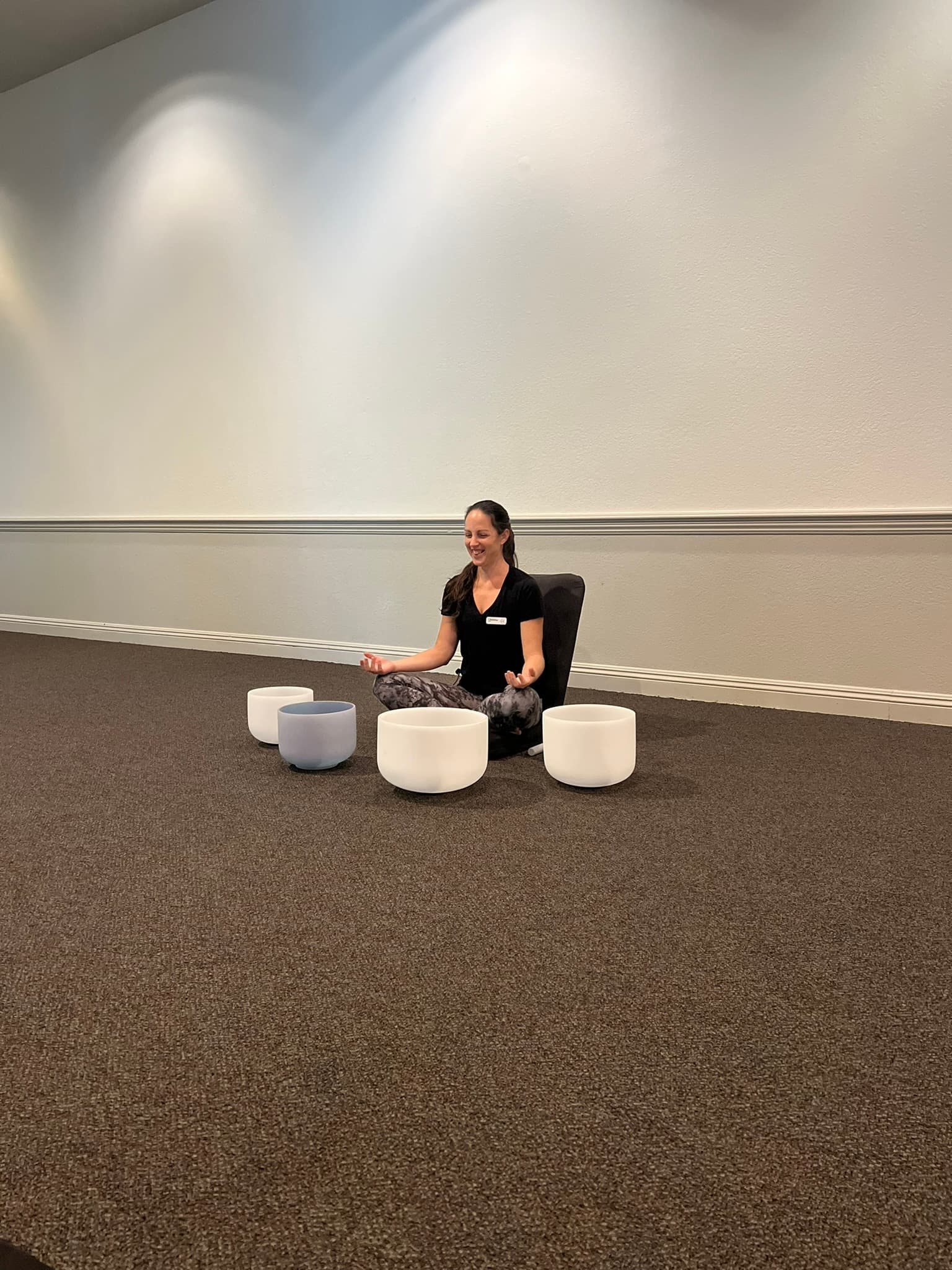 Woman posing in yoga posture