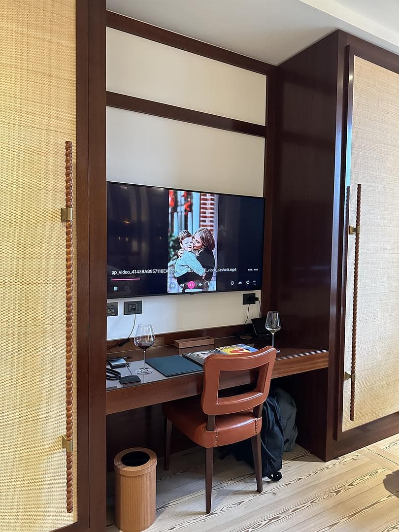 desk in front of TV for work