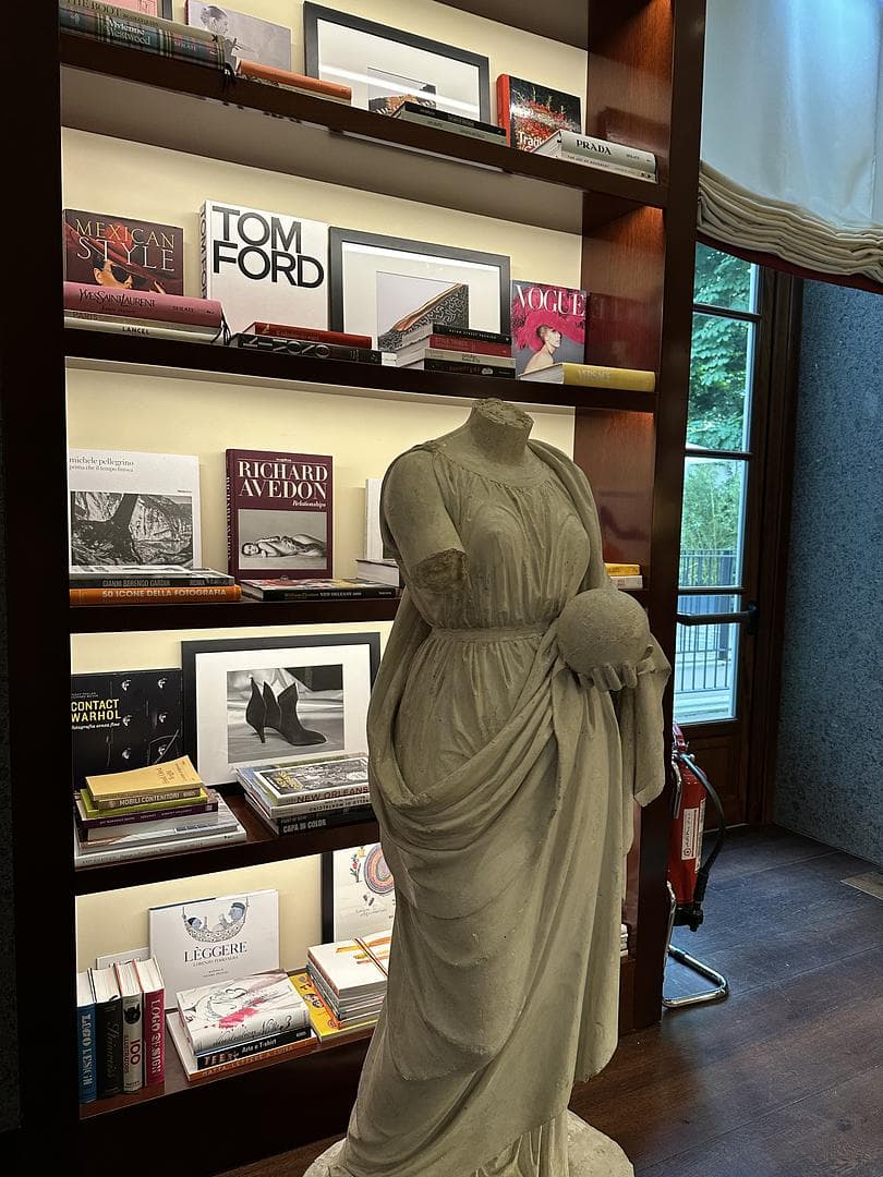 Library with a statue