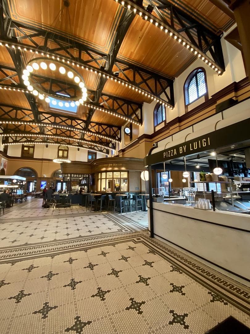 An inside pizza place