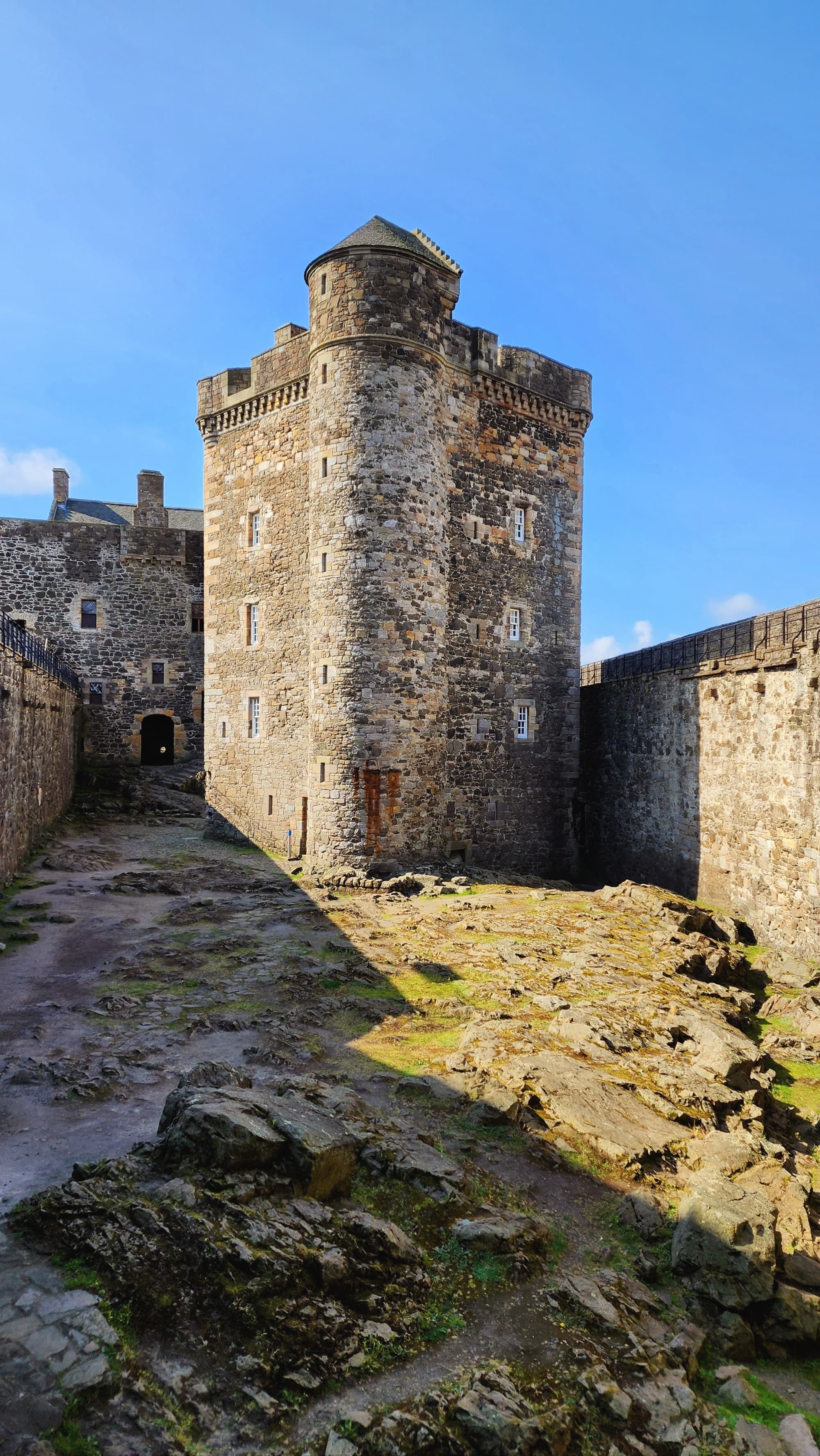 Looking down into the courtyard of Blackness Castle