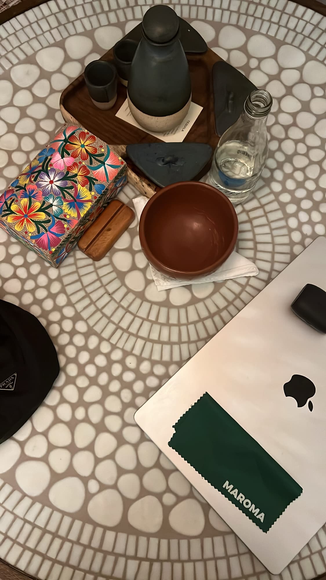 Food and Macbook on the table