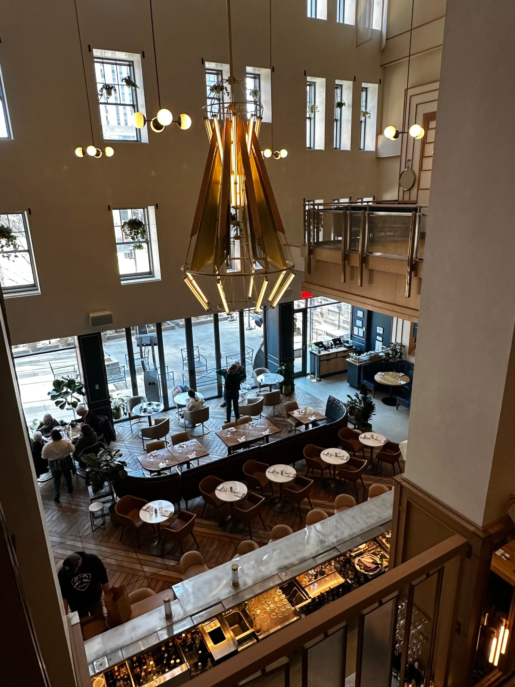 A hotel bar, photo taken from above