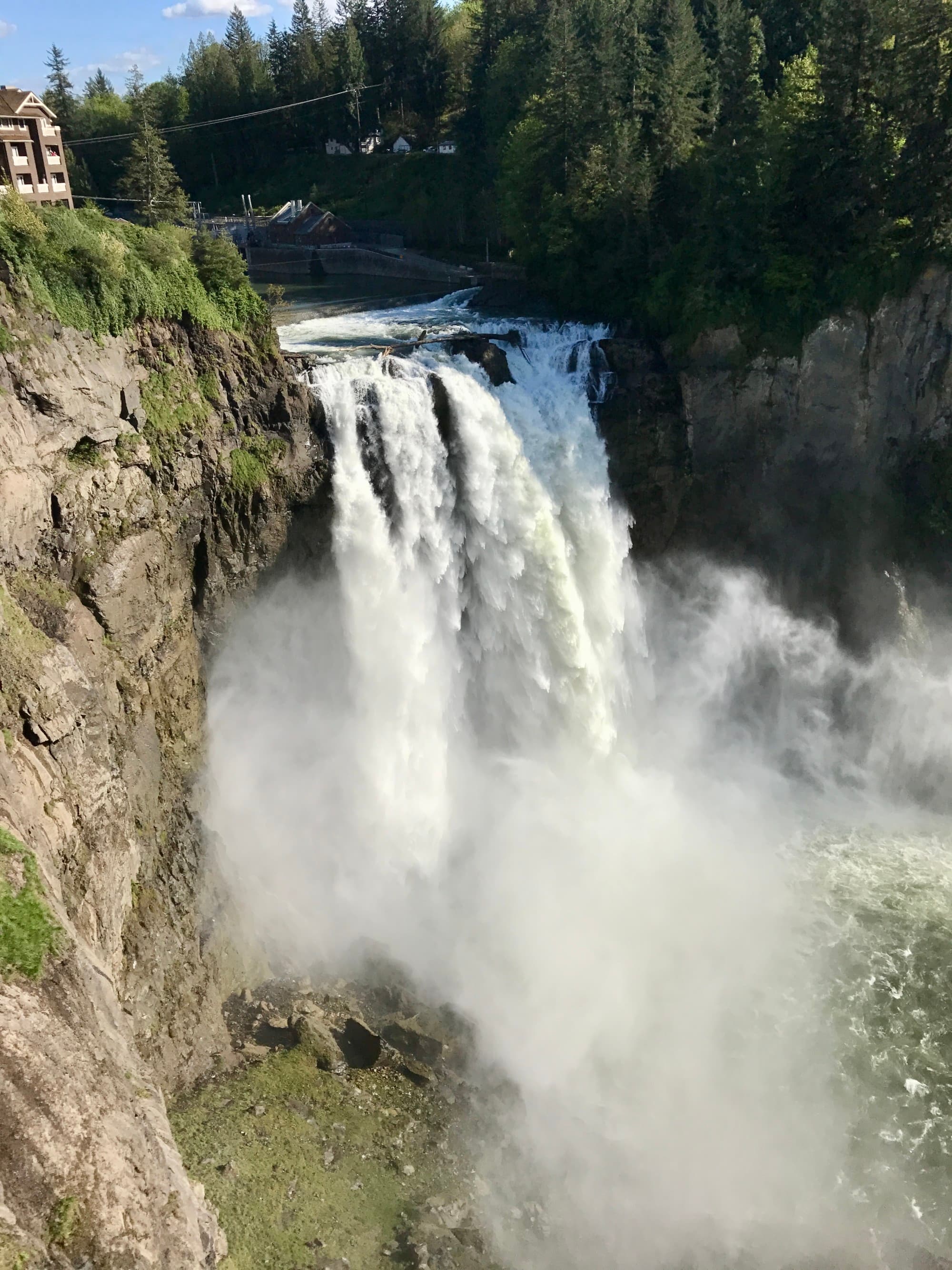 A waterfall cascading down a rocky cliff.