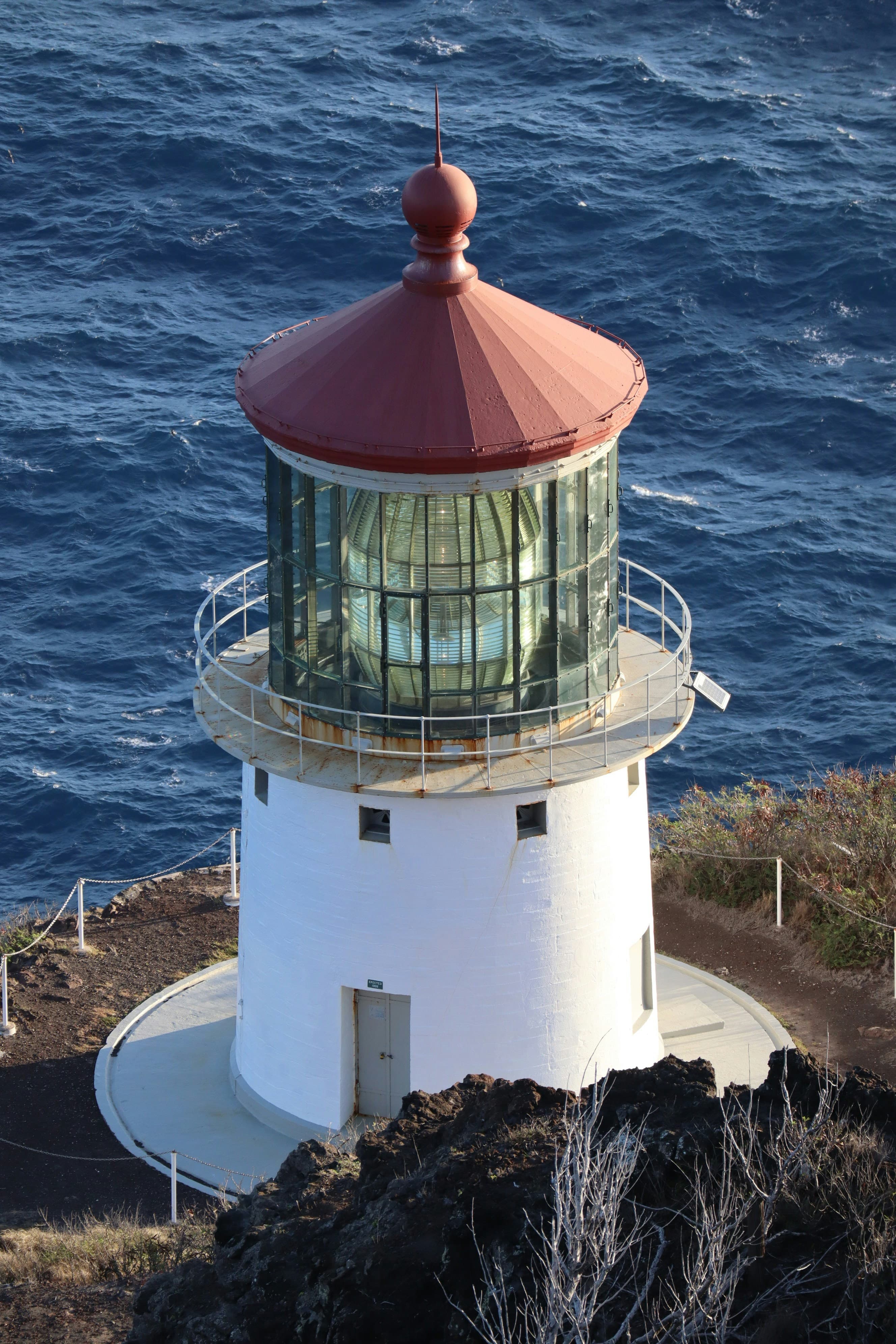 An up-close view of the Makapuʻu Point Lighthouse, taken while traversing this trail.
