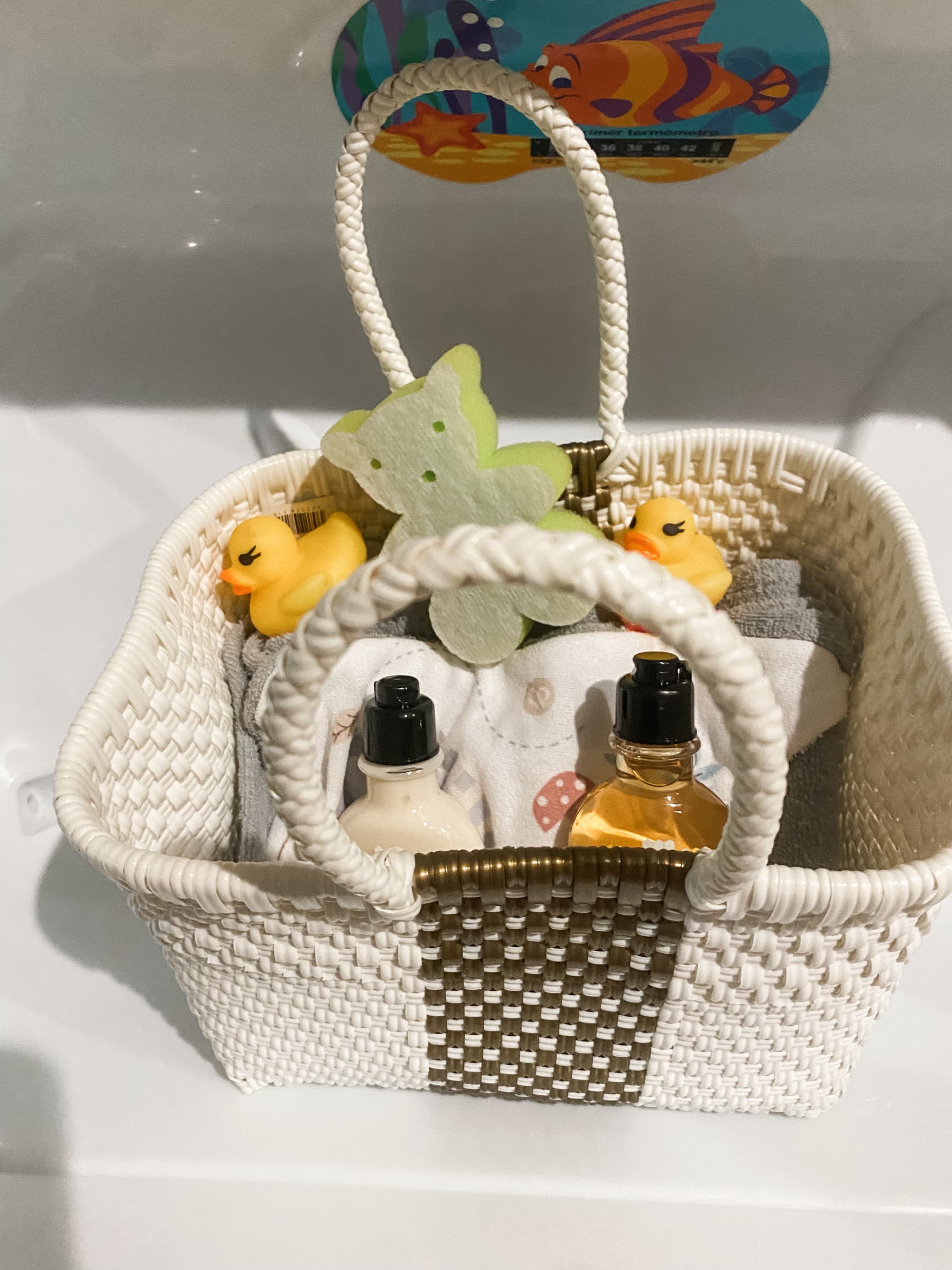 A basket of baby supplies