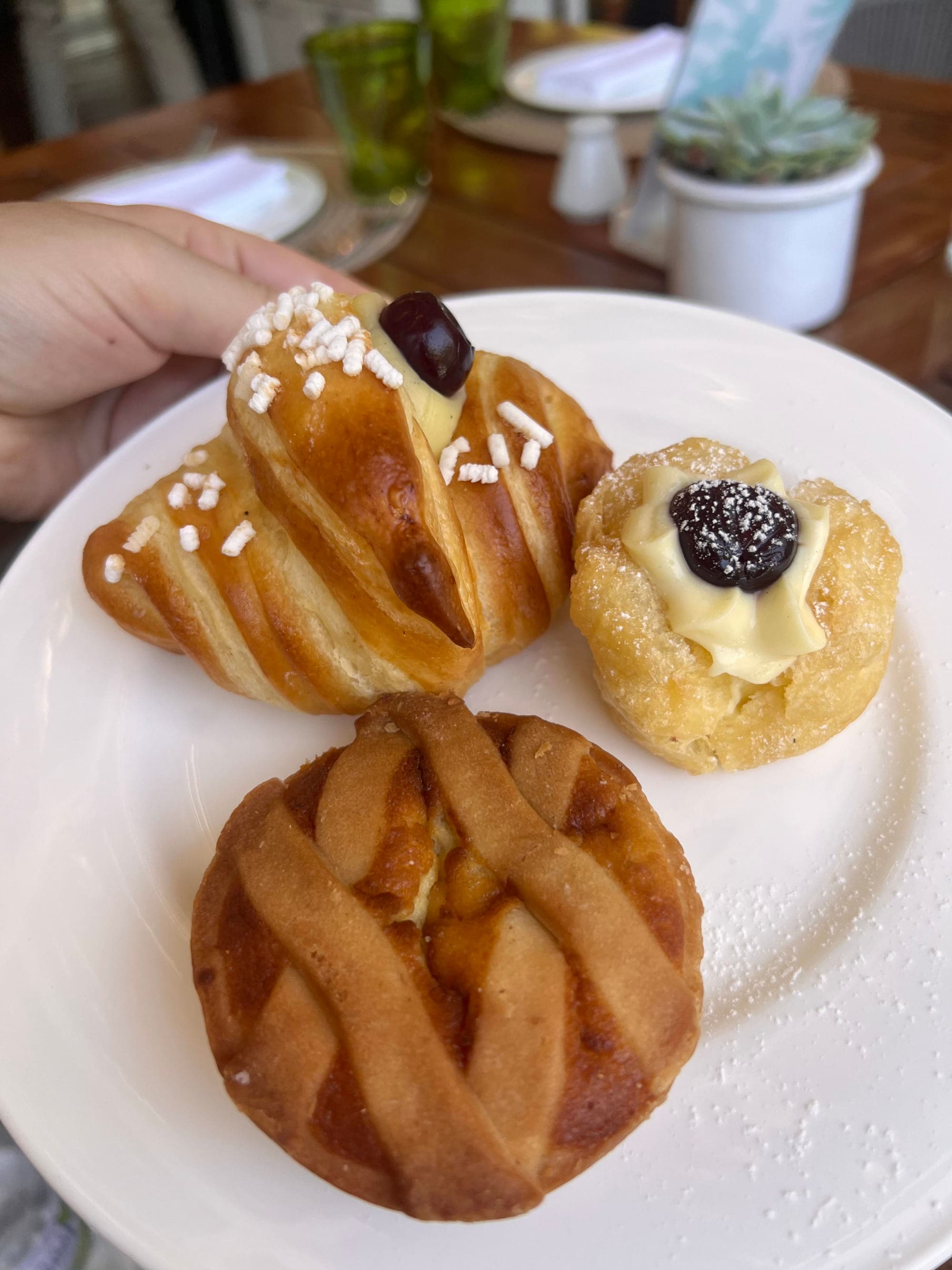 Delicious pastries on a plate.