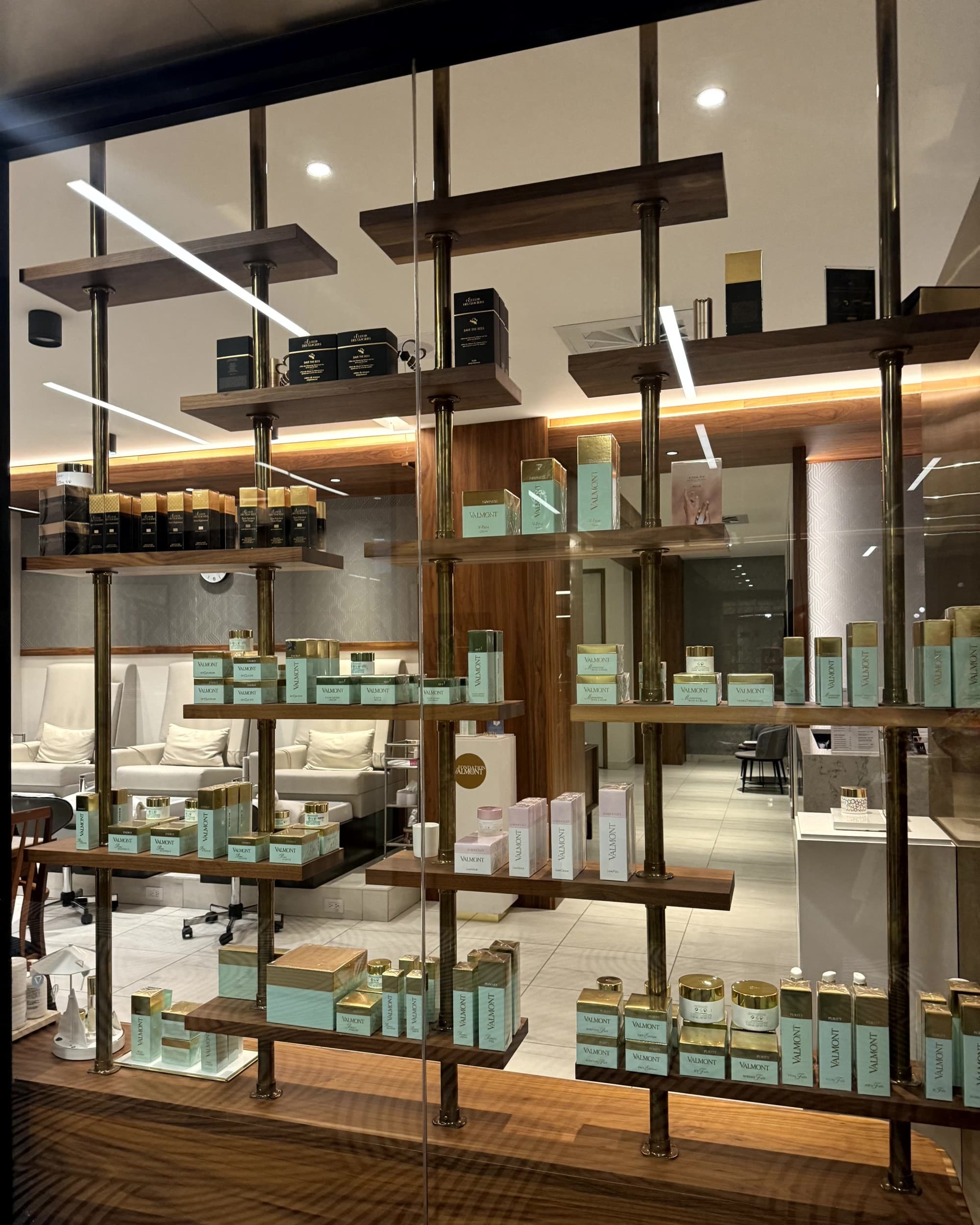 A view of shelves filled with Wellness Amenities at the Spa - Rondene Grinam