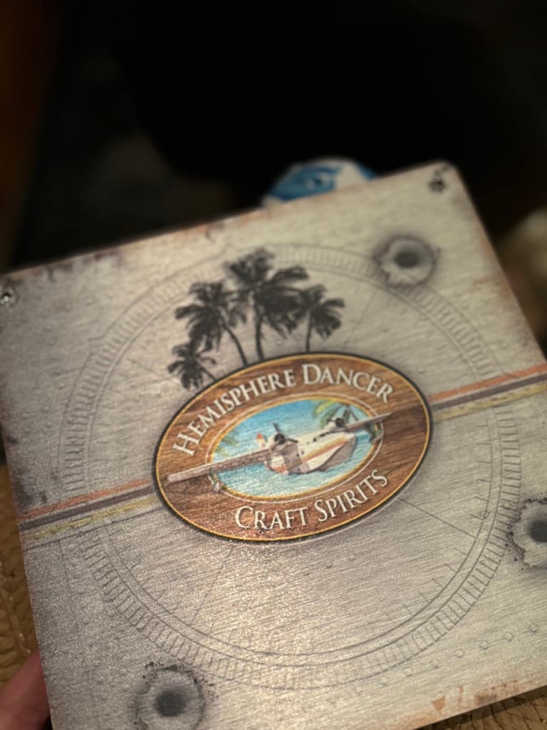 A menu reading "Hemisphere Dancer Craft Spirits"