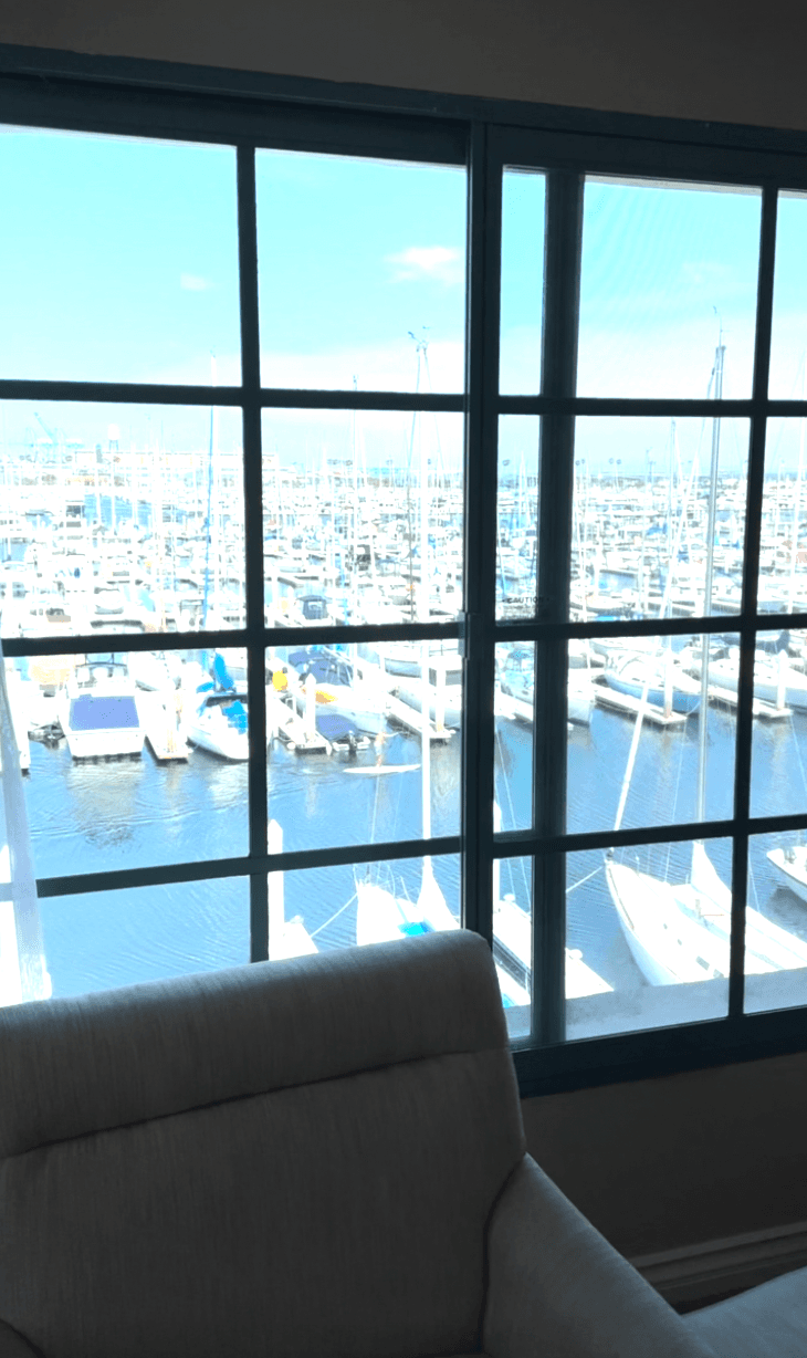 A view of the marina from an above window
