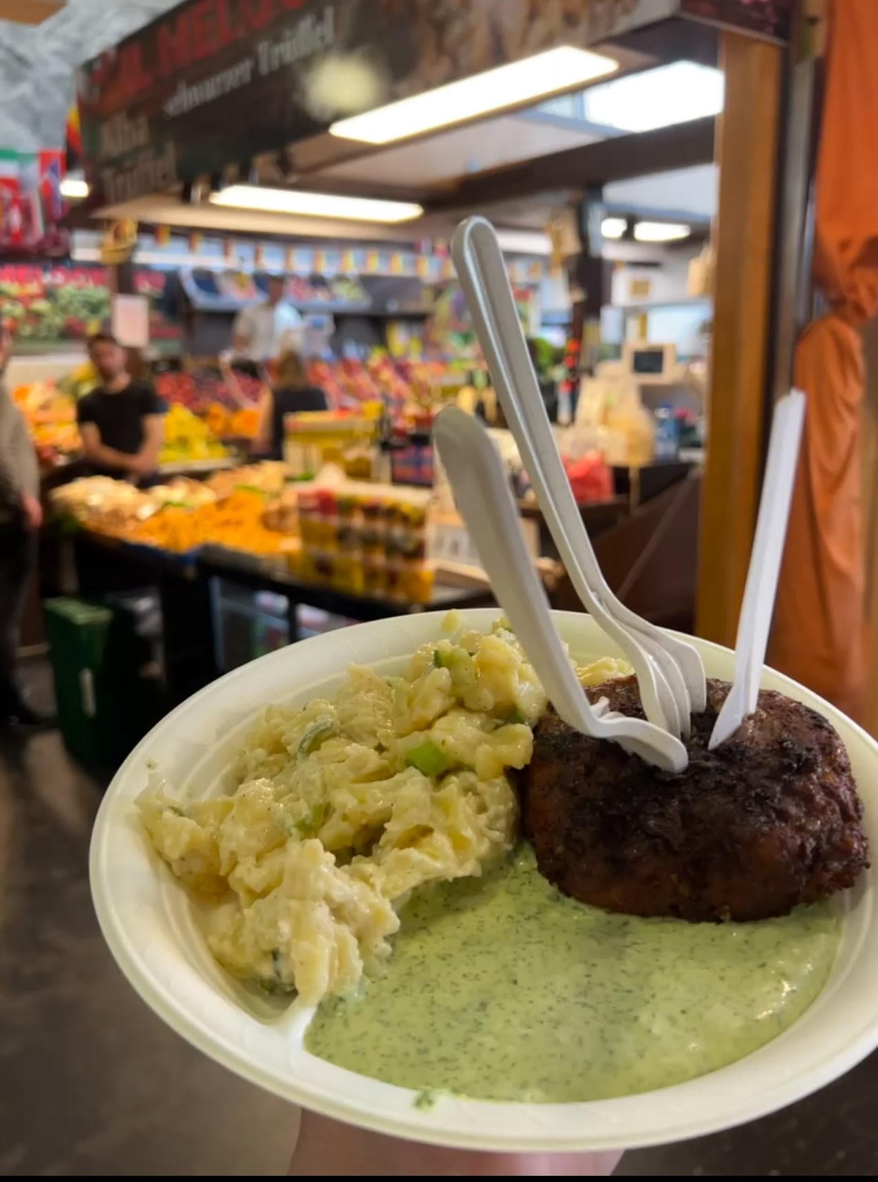 Food on a white paper plate