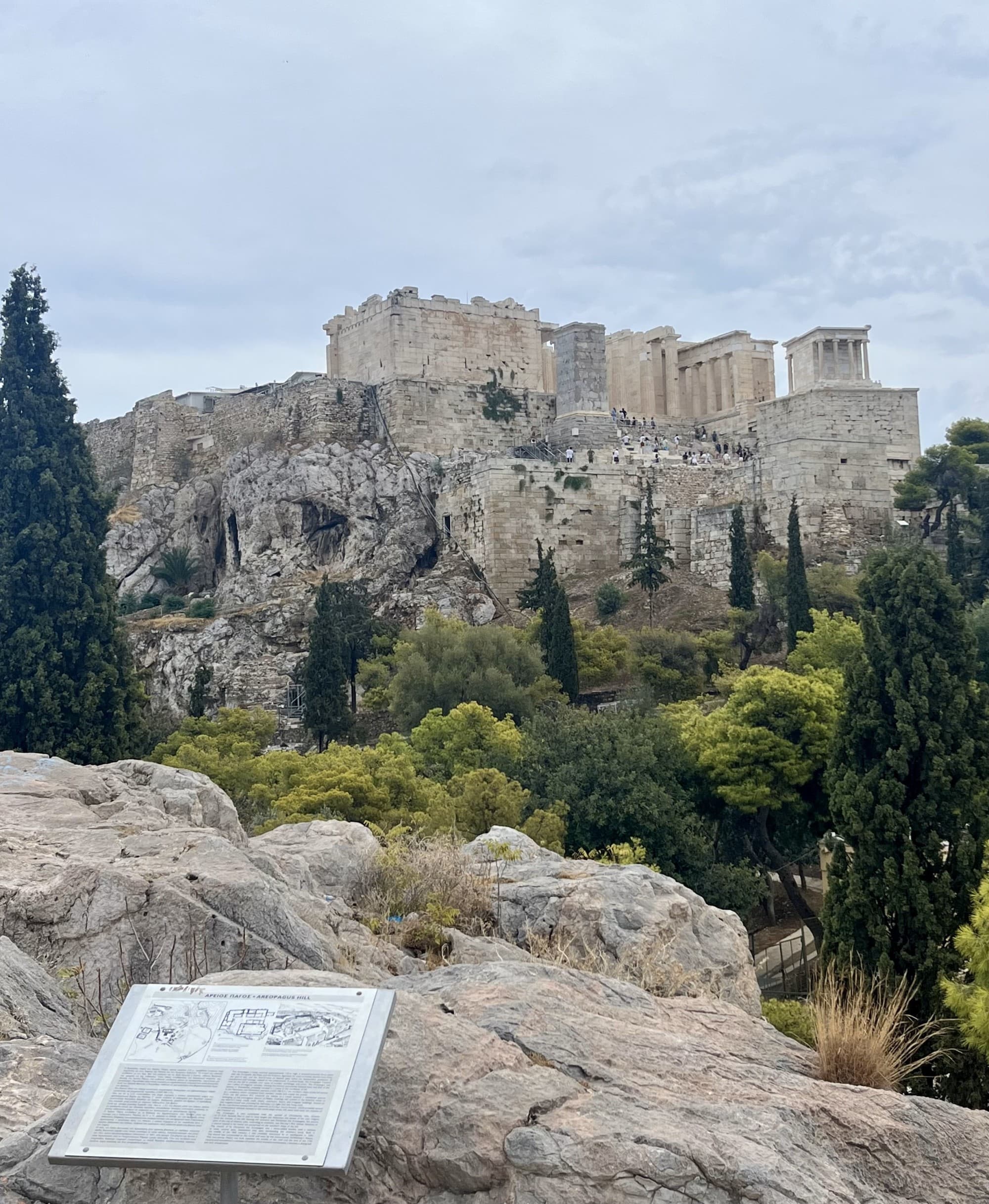 A view of the Parthenon in Athens from afar.