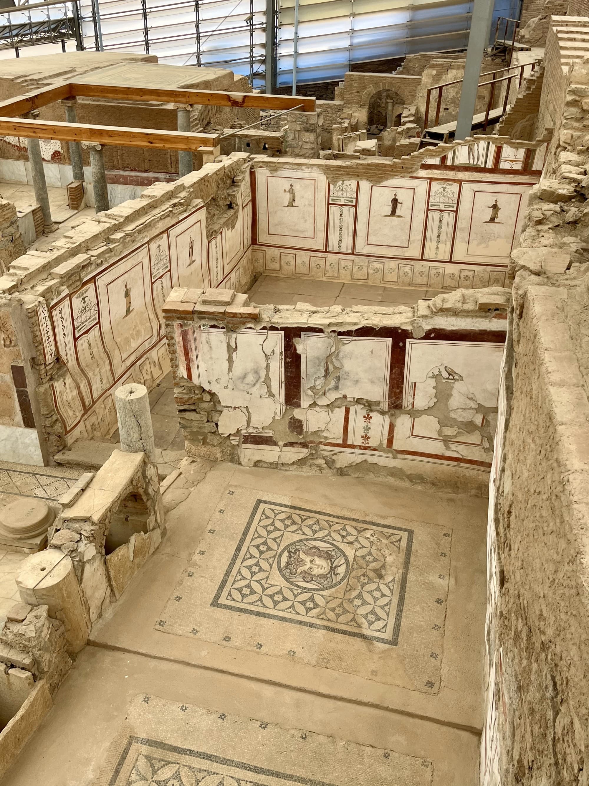 Ancient walls from above in ruins.