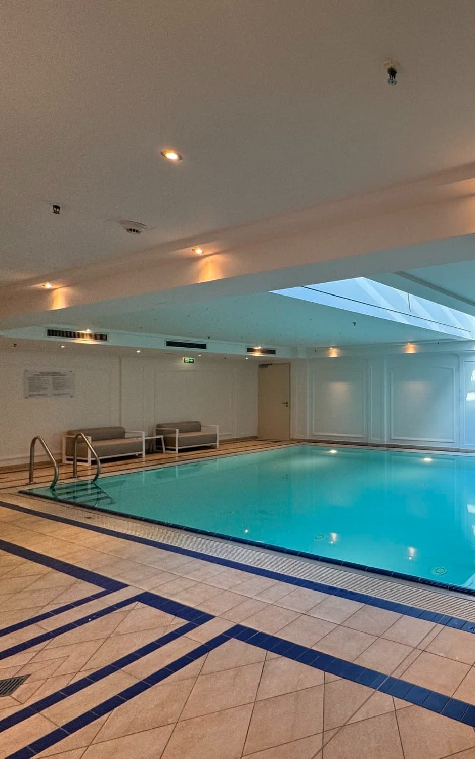 An indoor swimming pool area