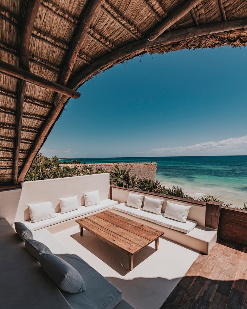 seating area overlooking the Caribbean
