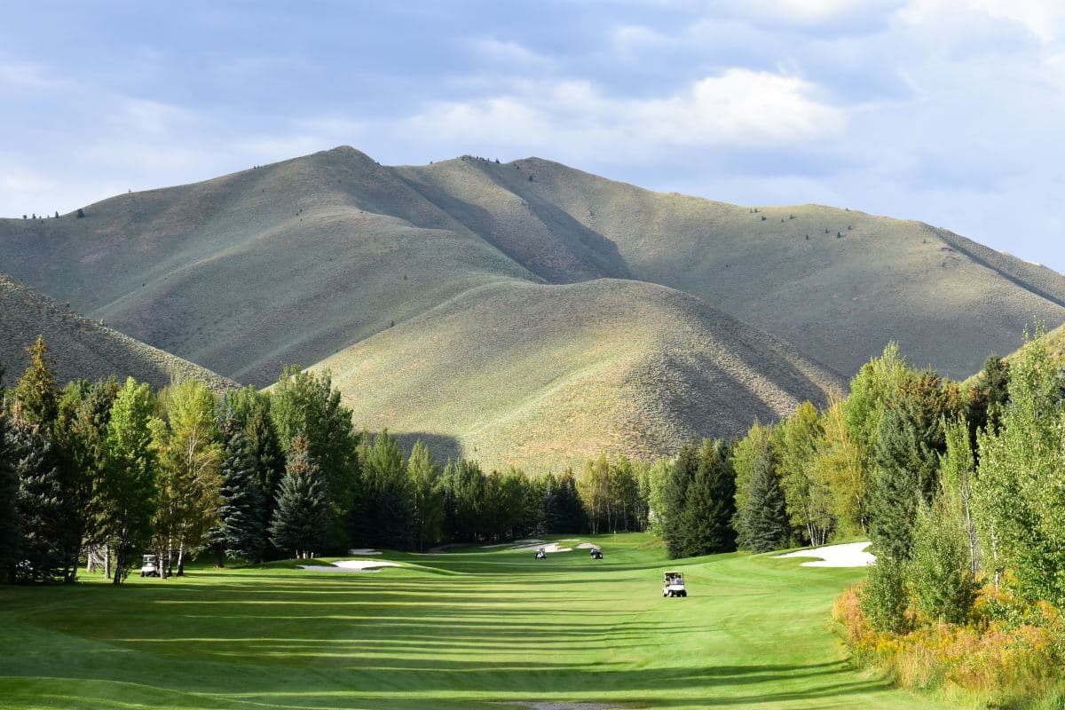 a view of a golf course in the daytime.