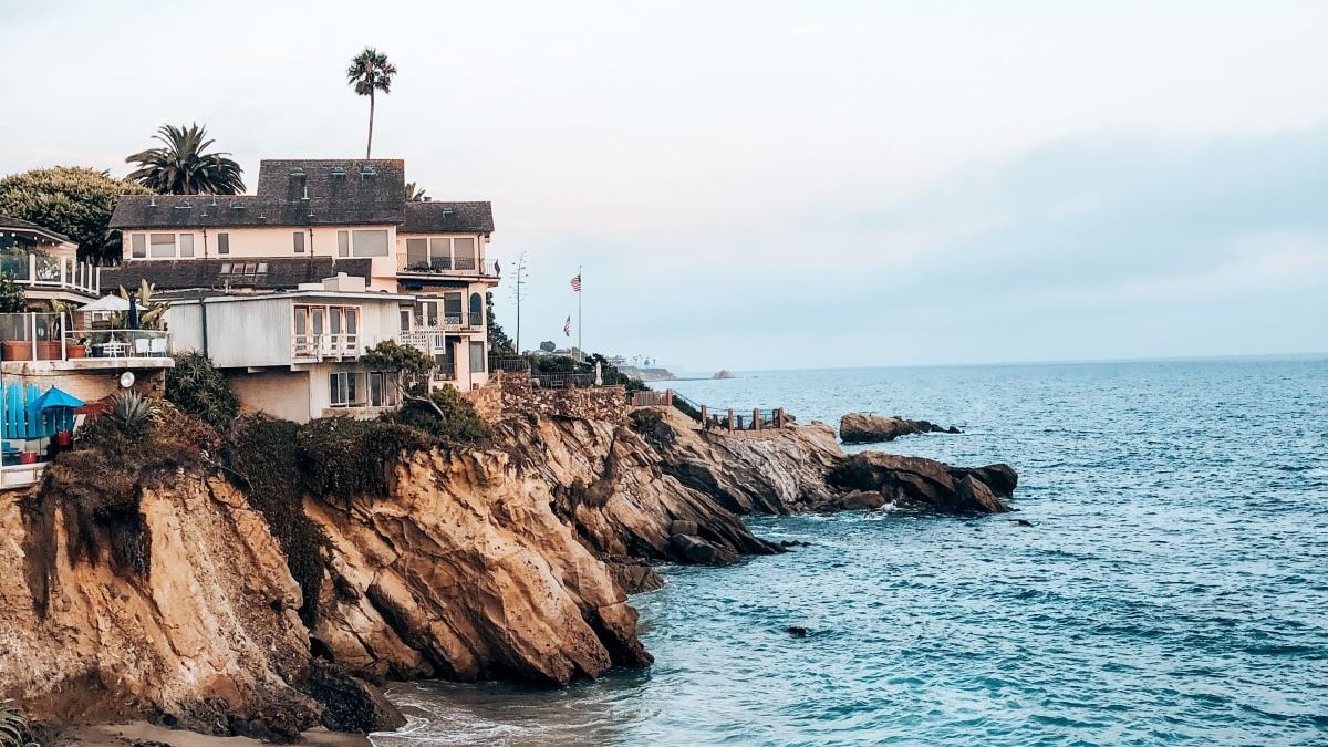 an ariel view of the beach