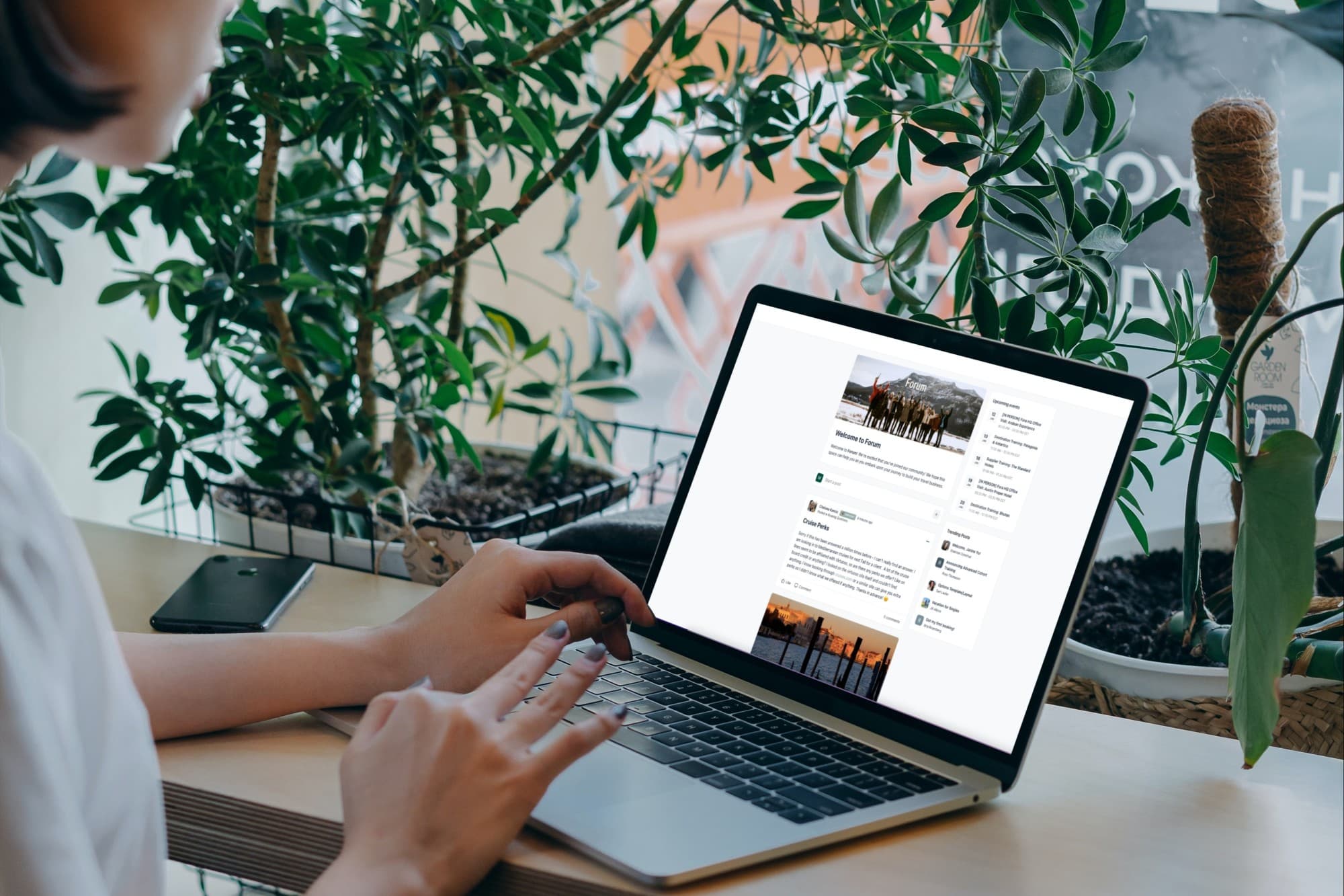 Woman working on her laptop