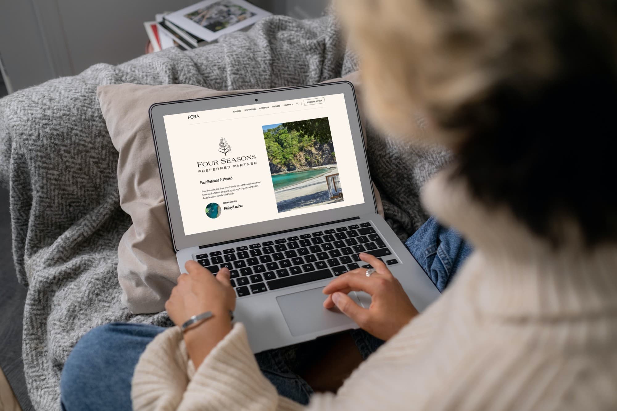 woman using laptop