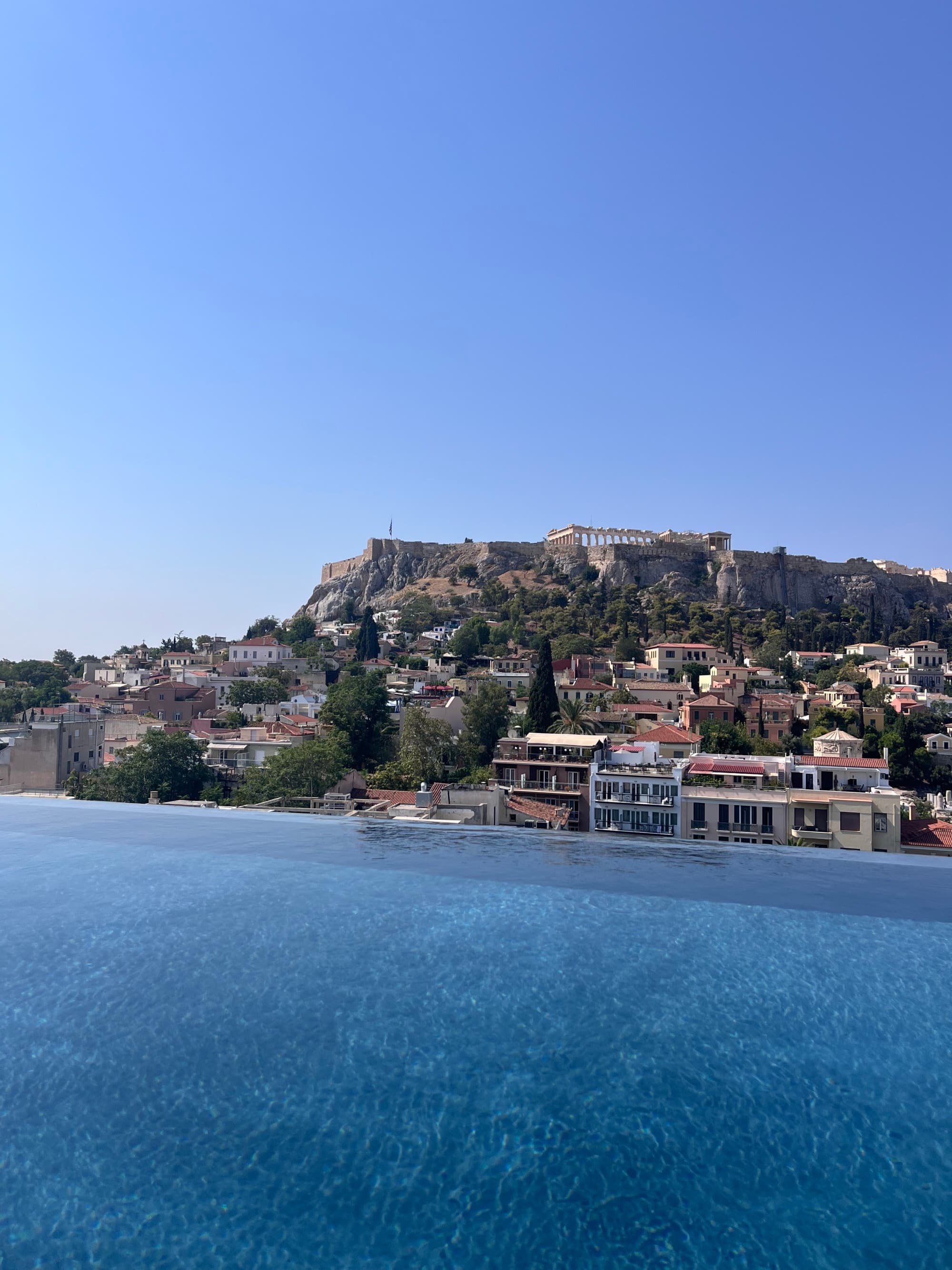 Seaside view of the island on a sunny day.
