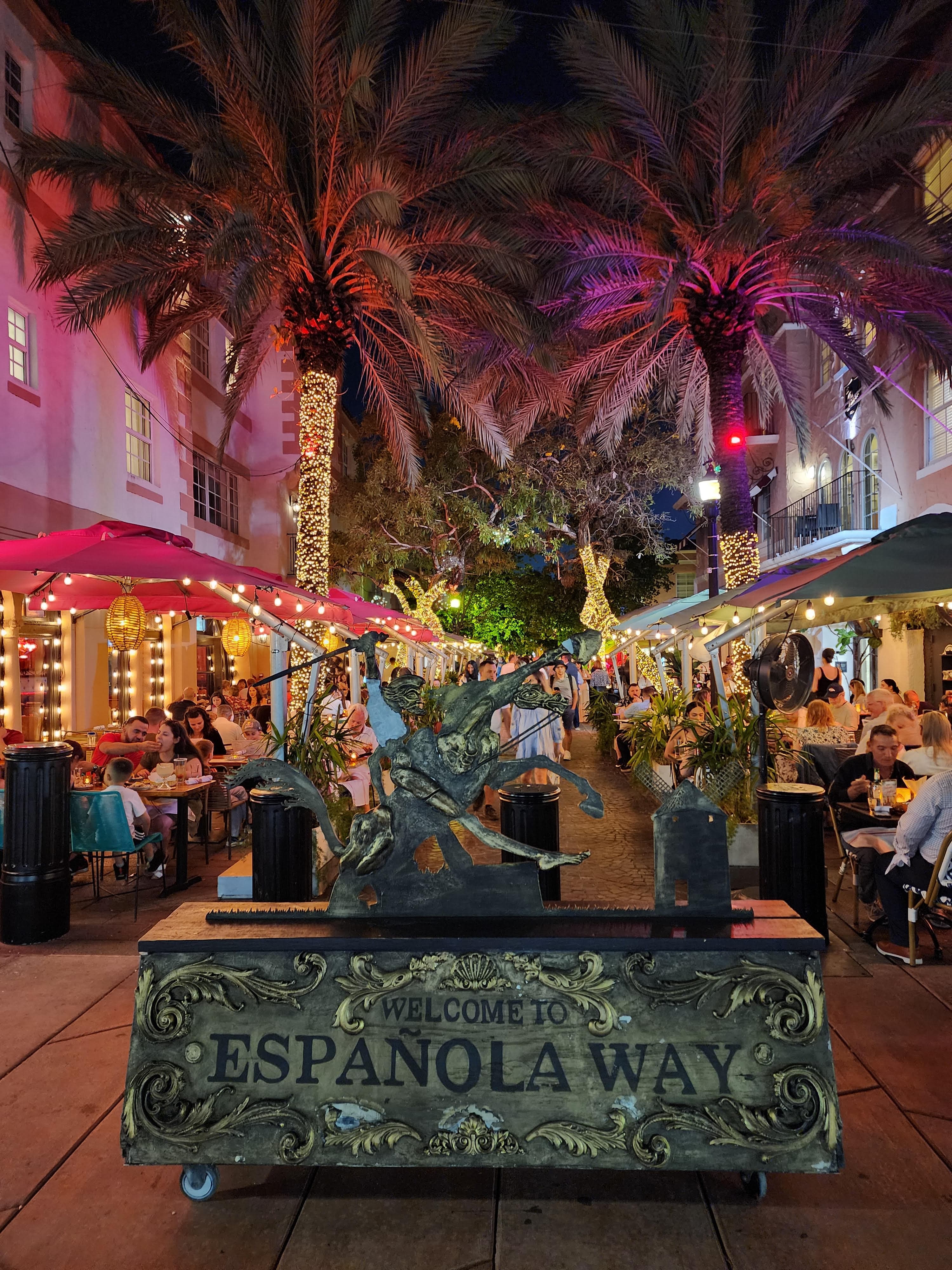 View of a vibrant restaurant evening