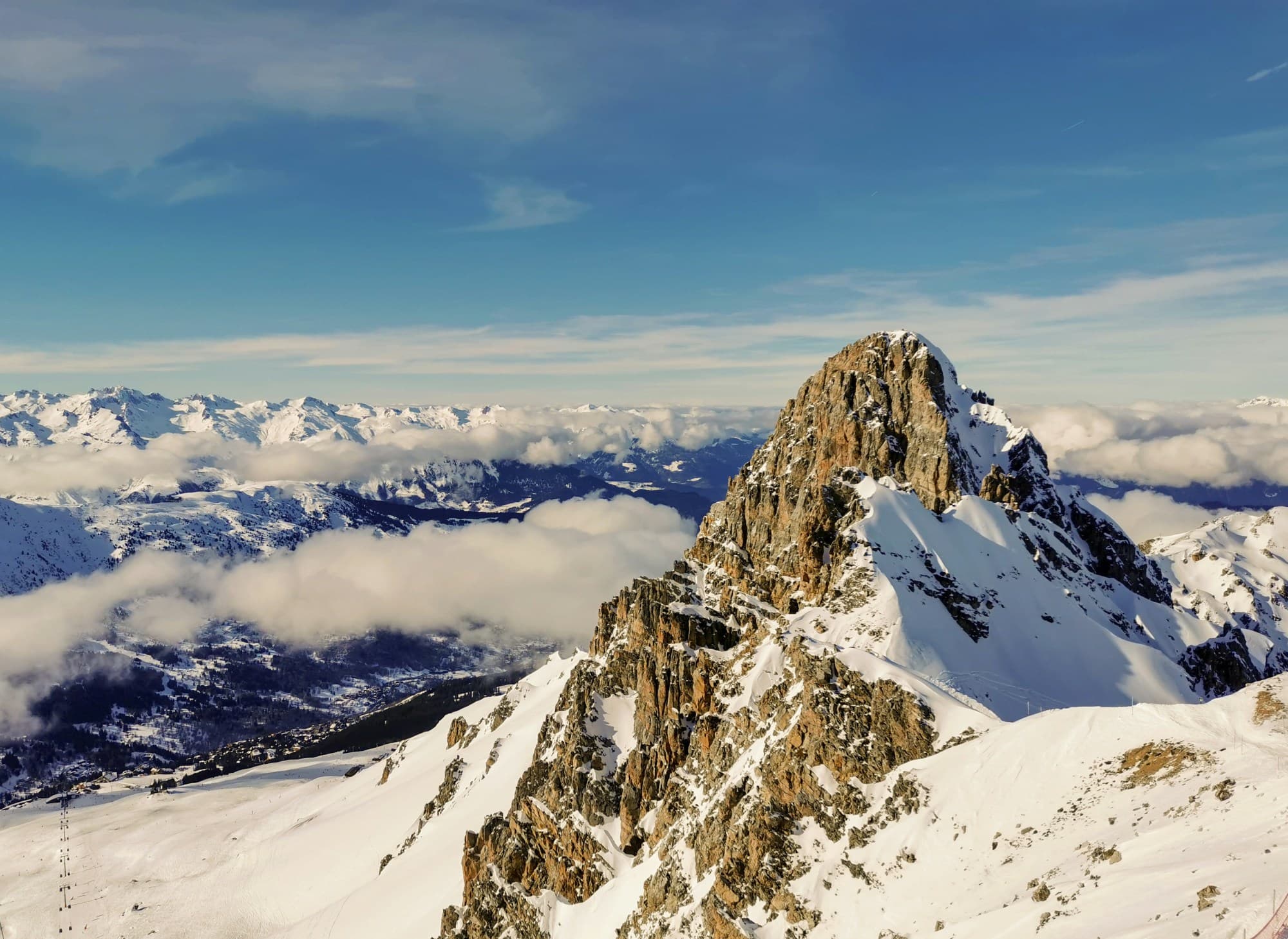 Snowy mountains near Courchevel France hotels.