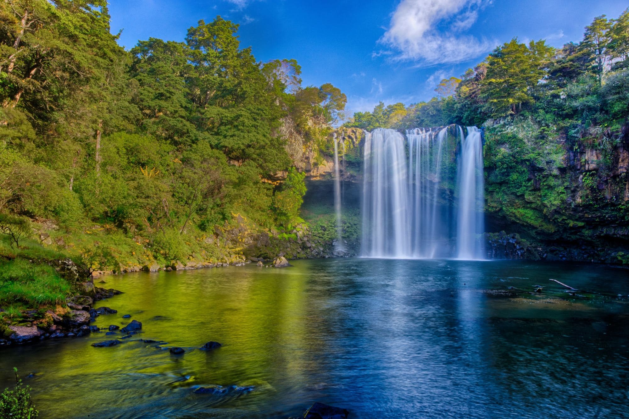 View of the island and waterfall