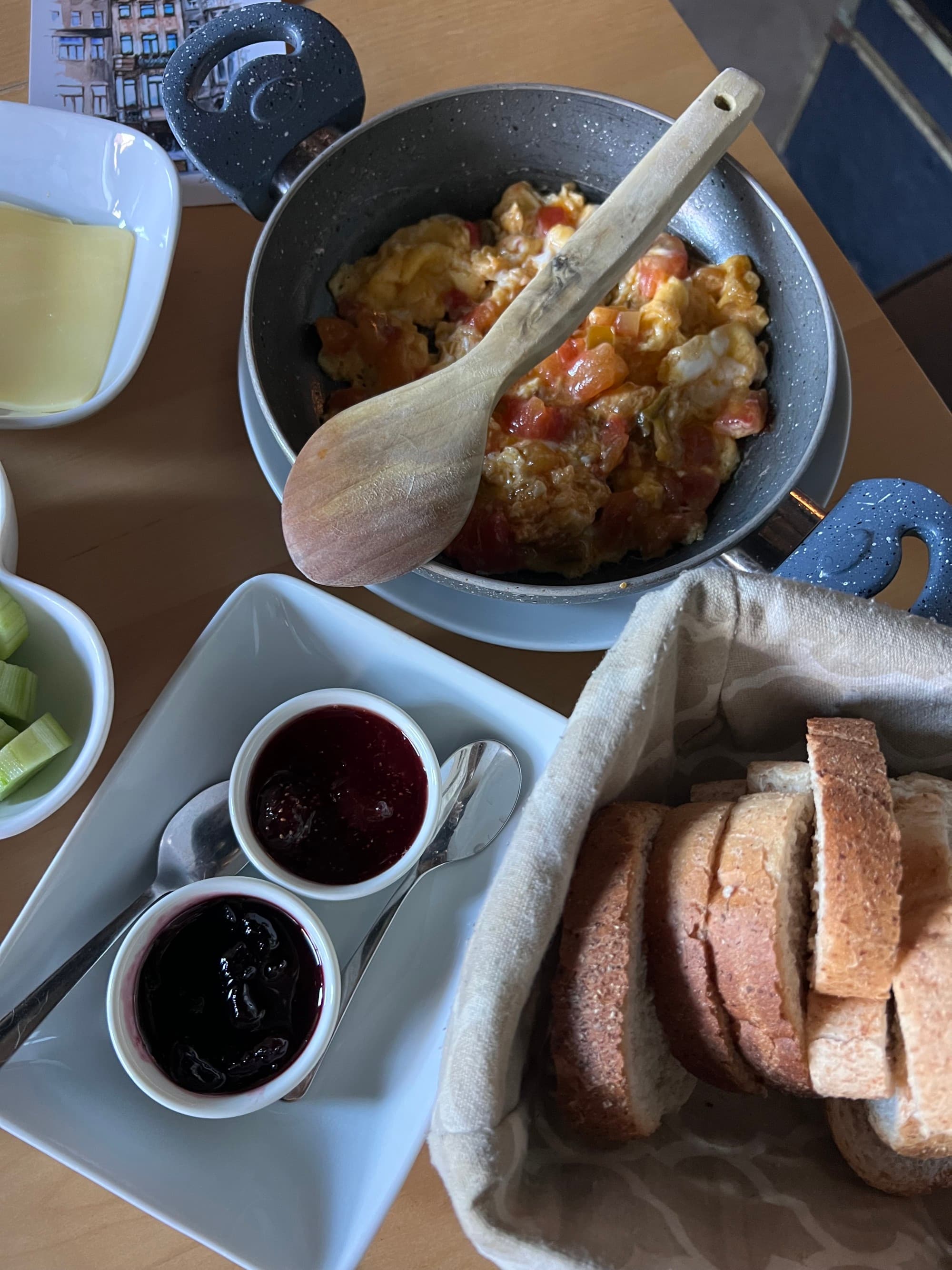 A hearty breakfast with traditional Turkish coffee
