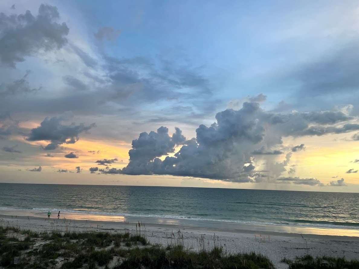 A beautiful beach view at sunset