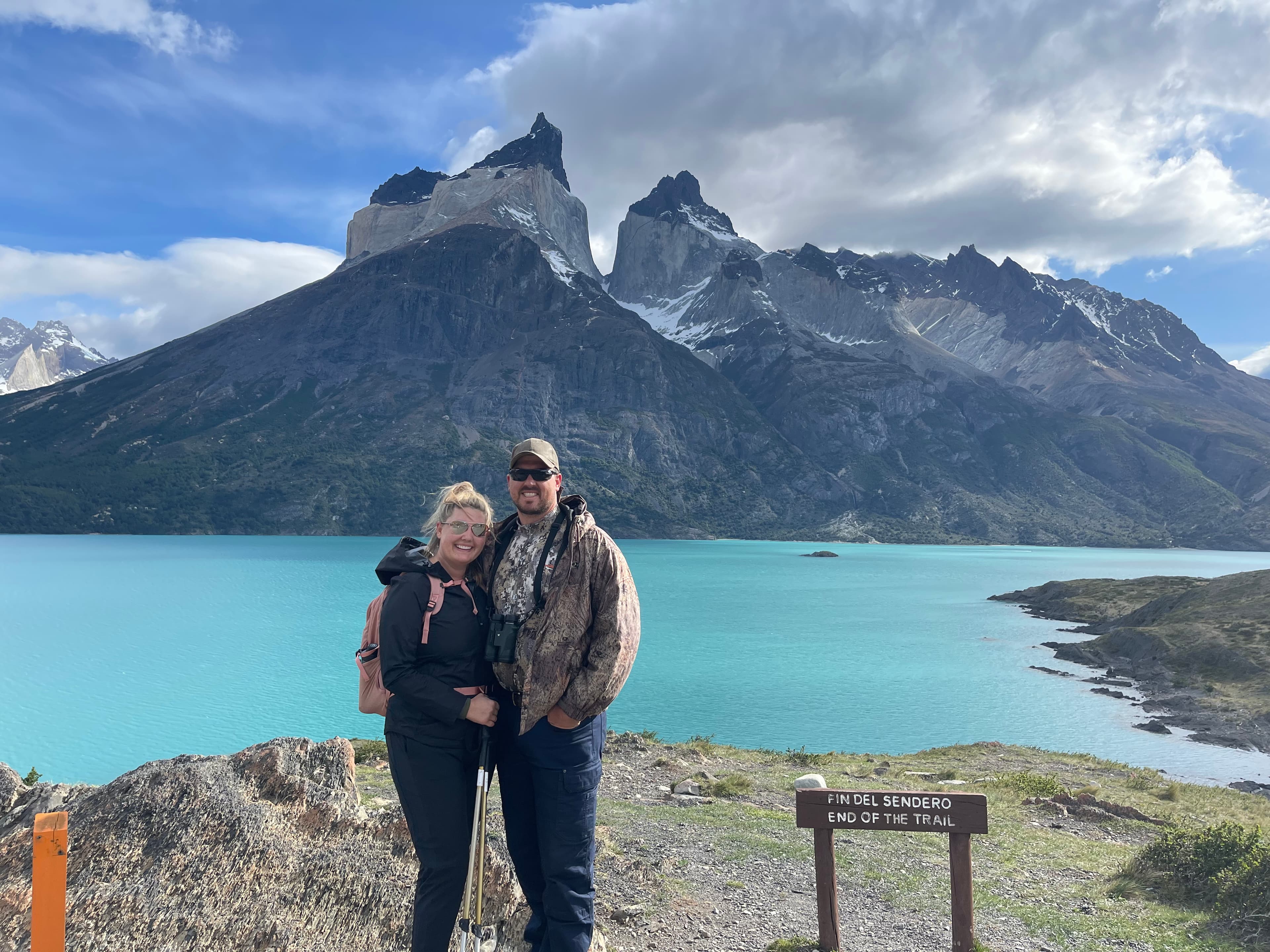 Posing for a photo at the lake