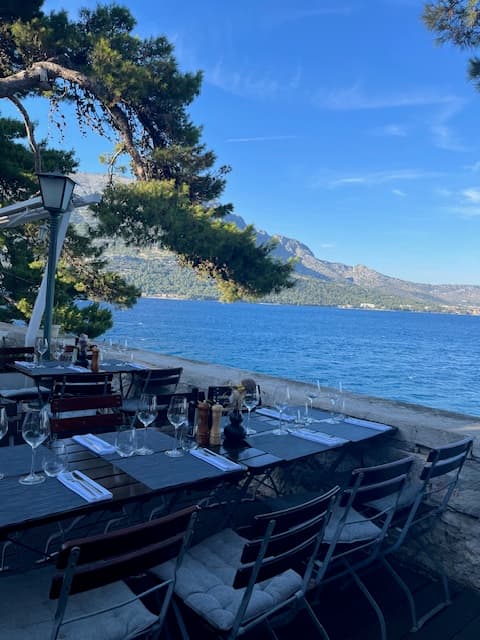 View of a seaside restaurant