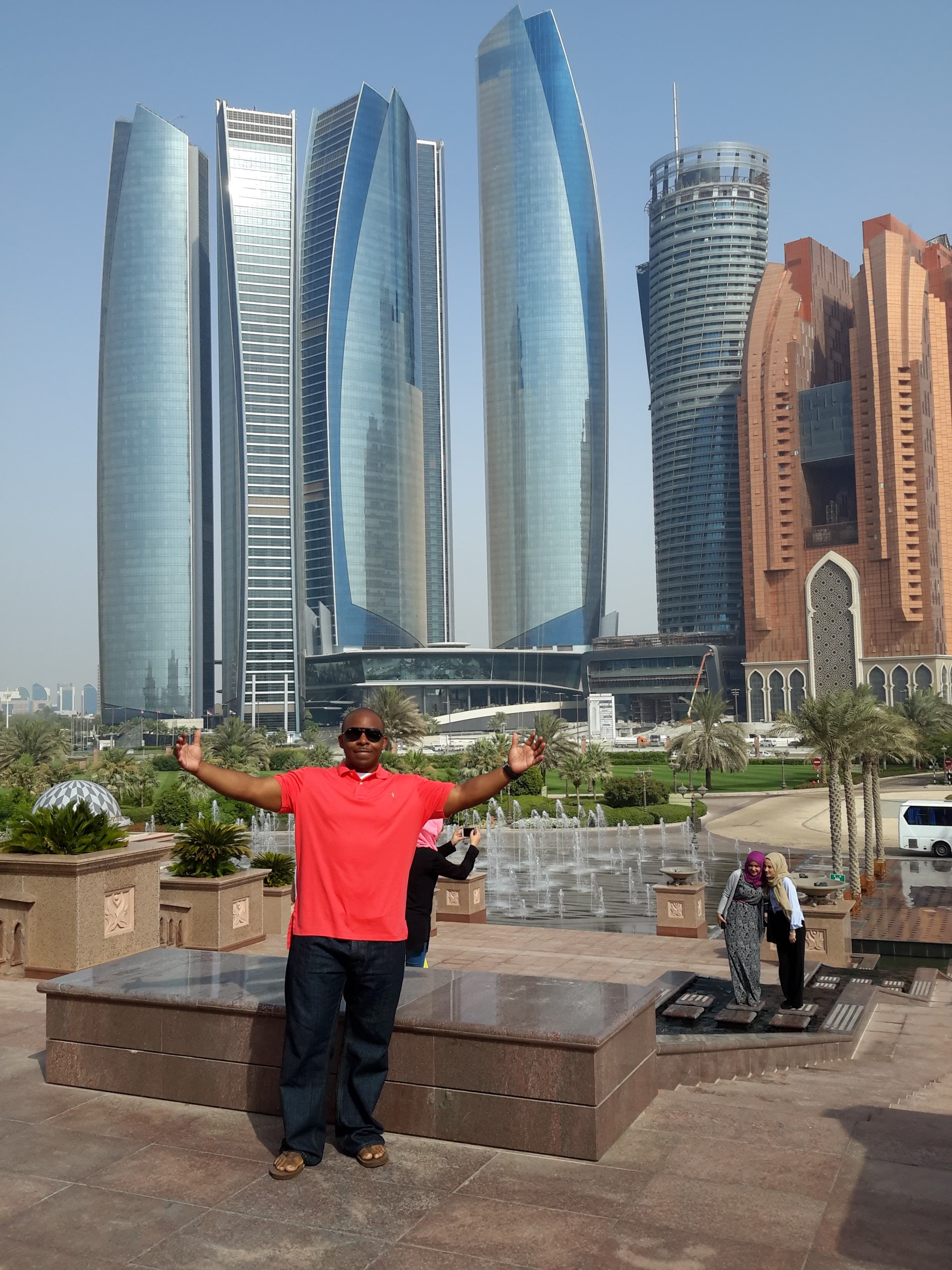 Picture of Harold standing in front of skyscrapers in Dubai