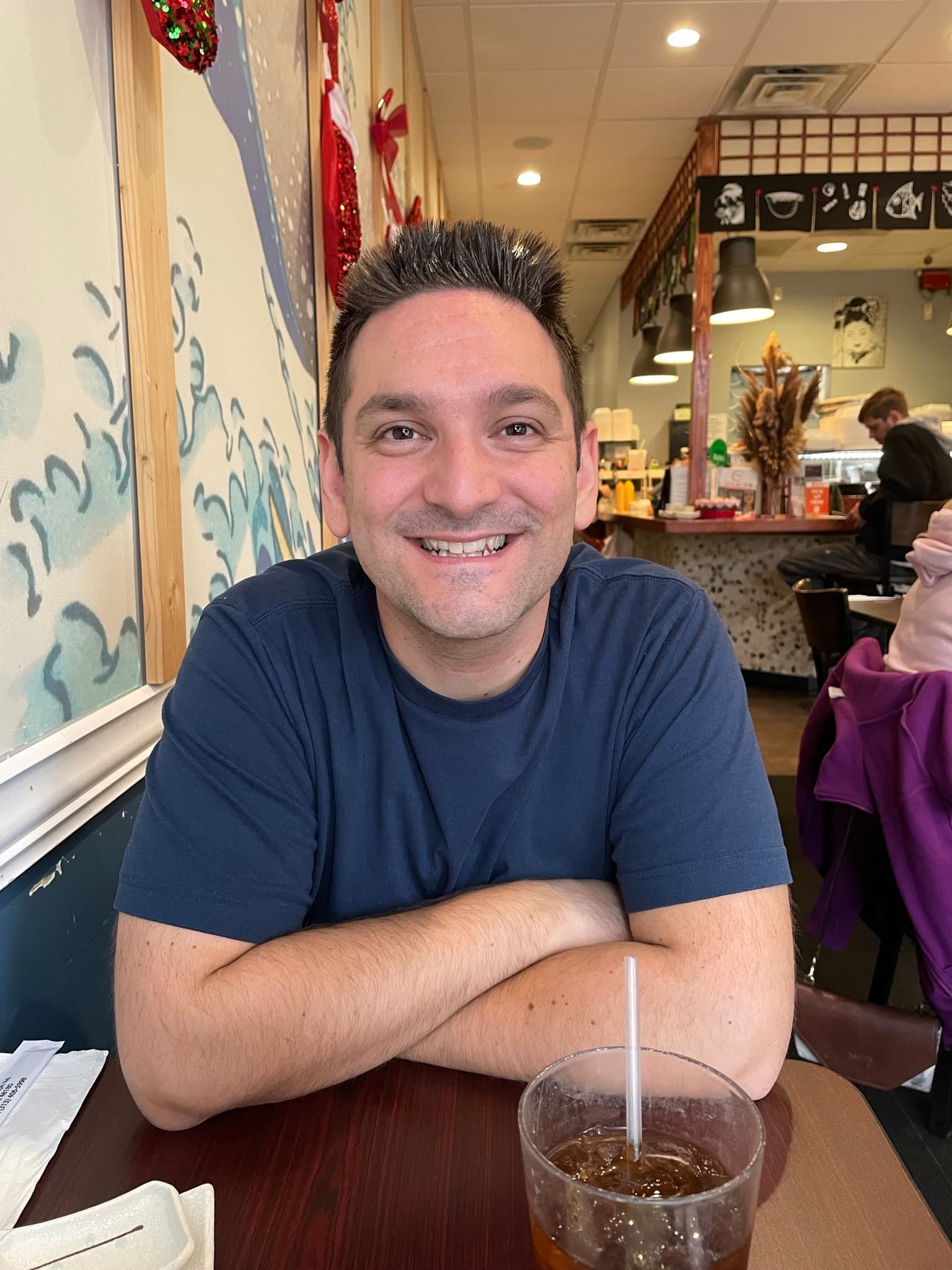 Sitting at a restaurant