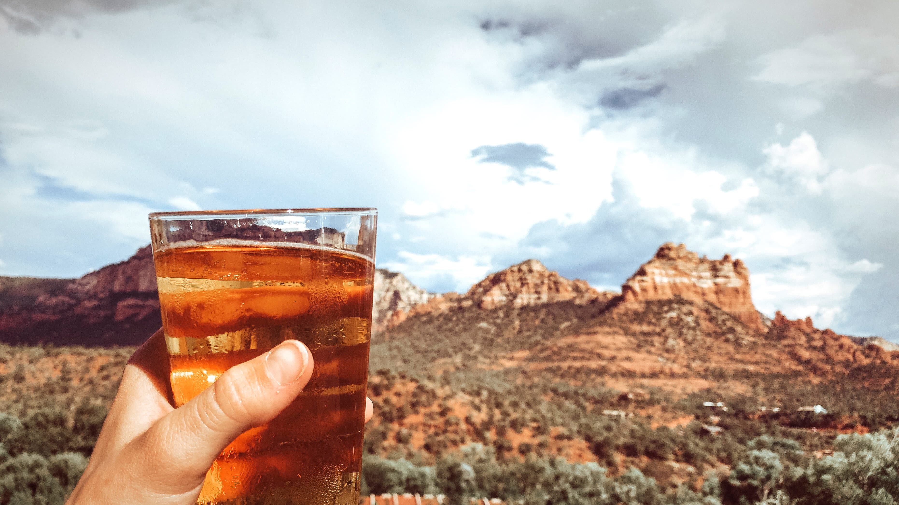 Enjoying a drink with beautiful views