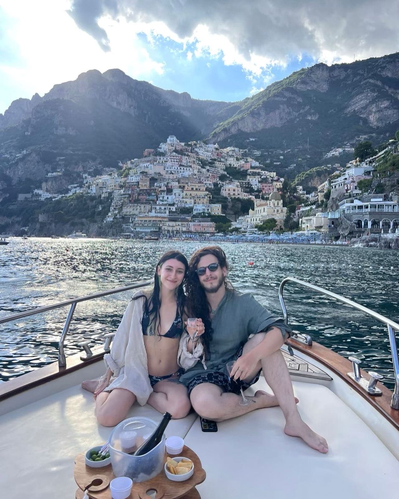 Having snacks on the boat