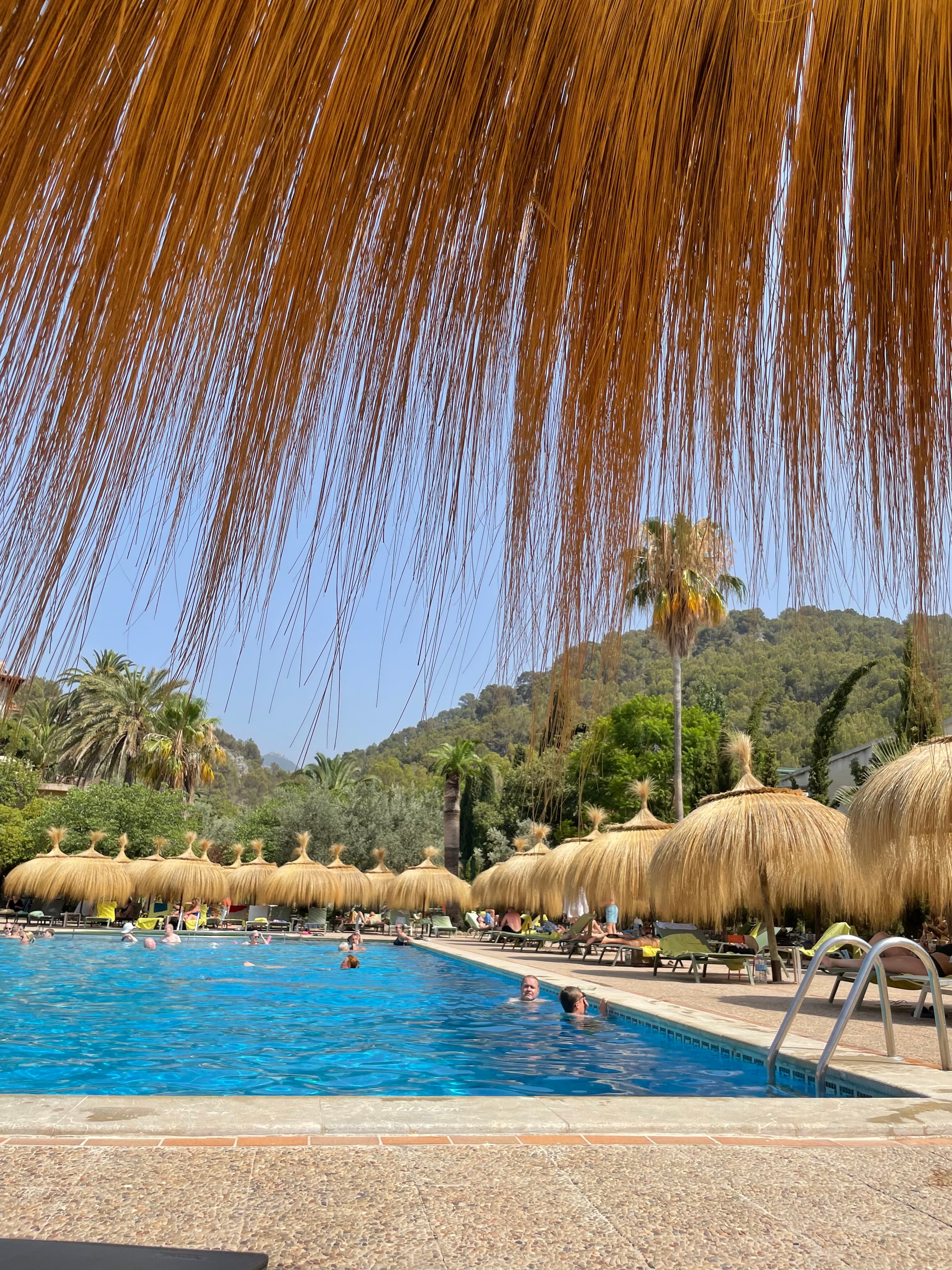 View pf people swimming in pool