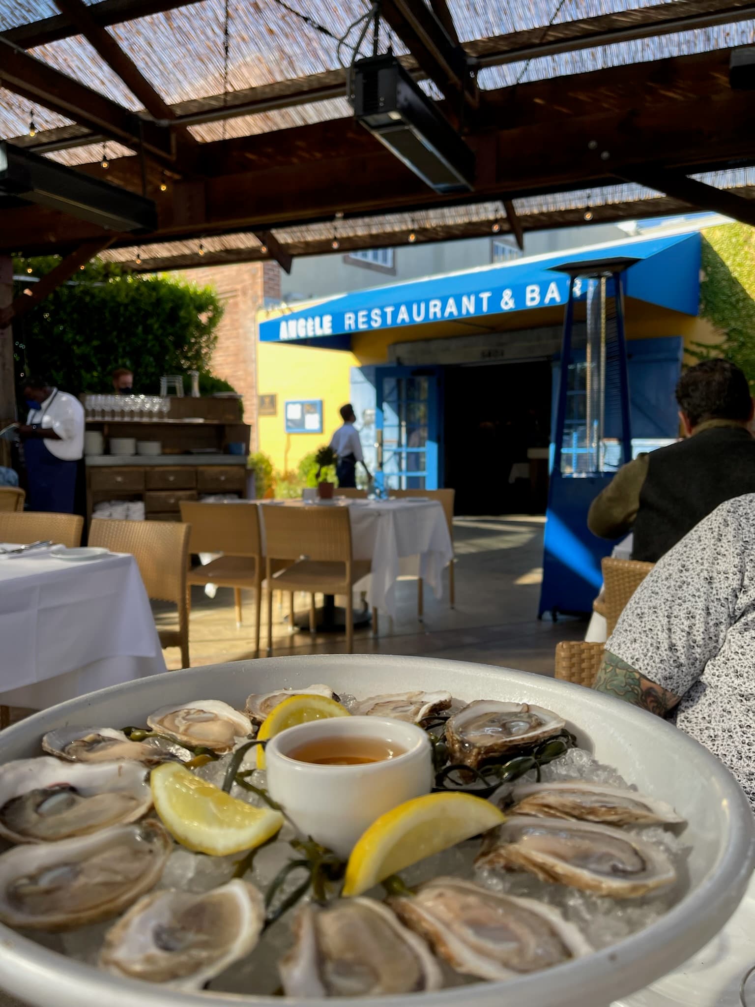 Having food at restaurant