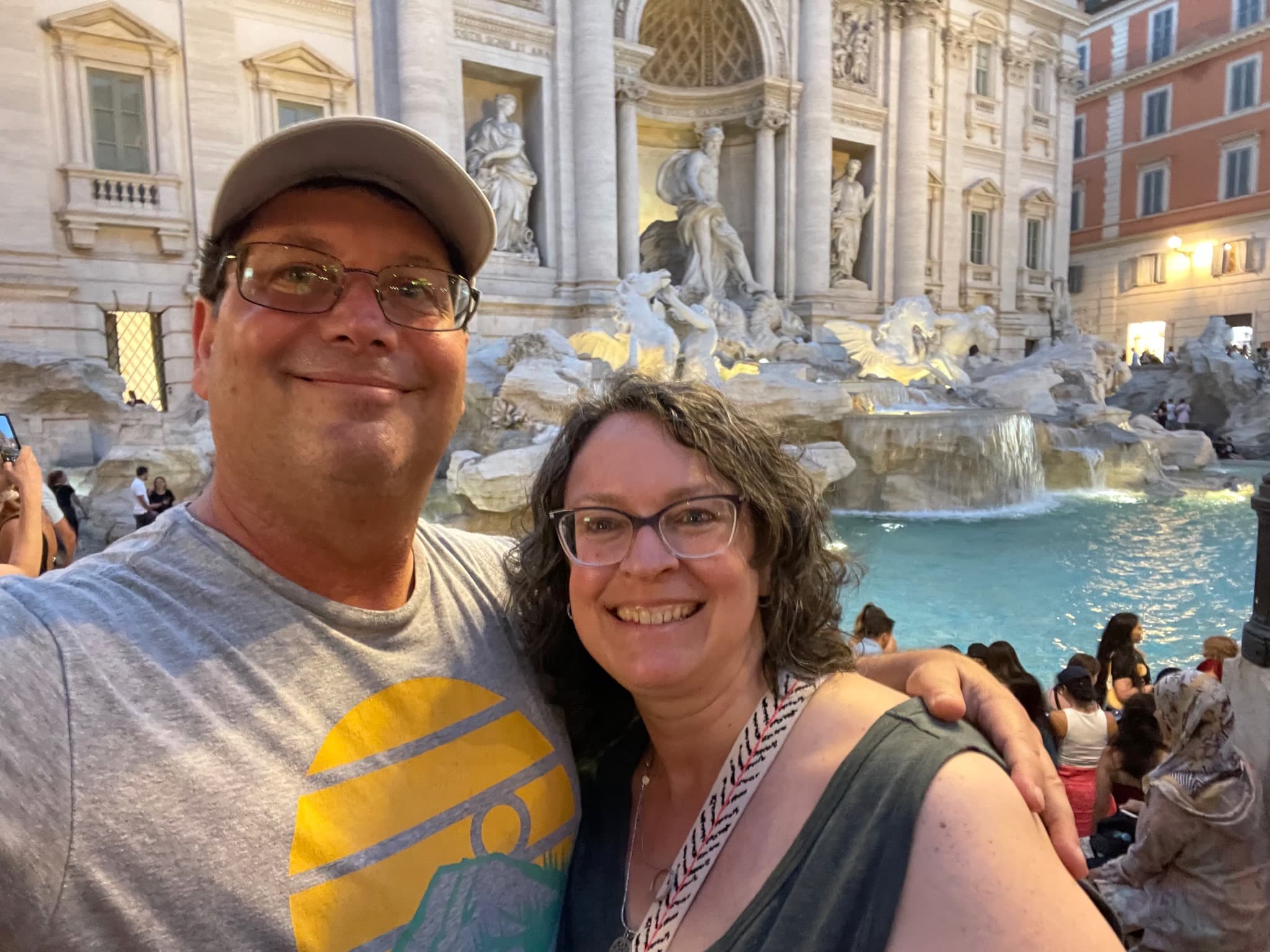Posing for a picture at Trevi Fountain